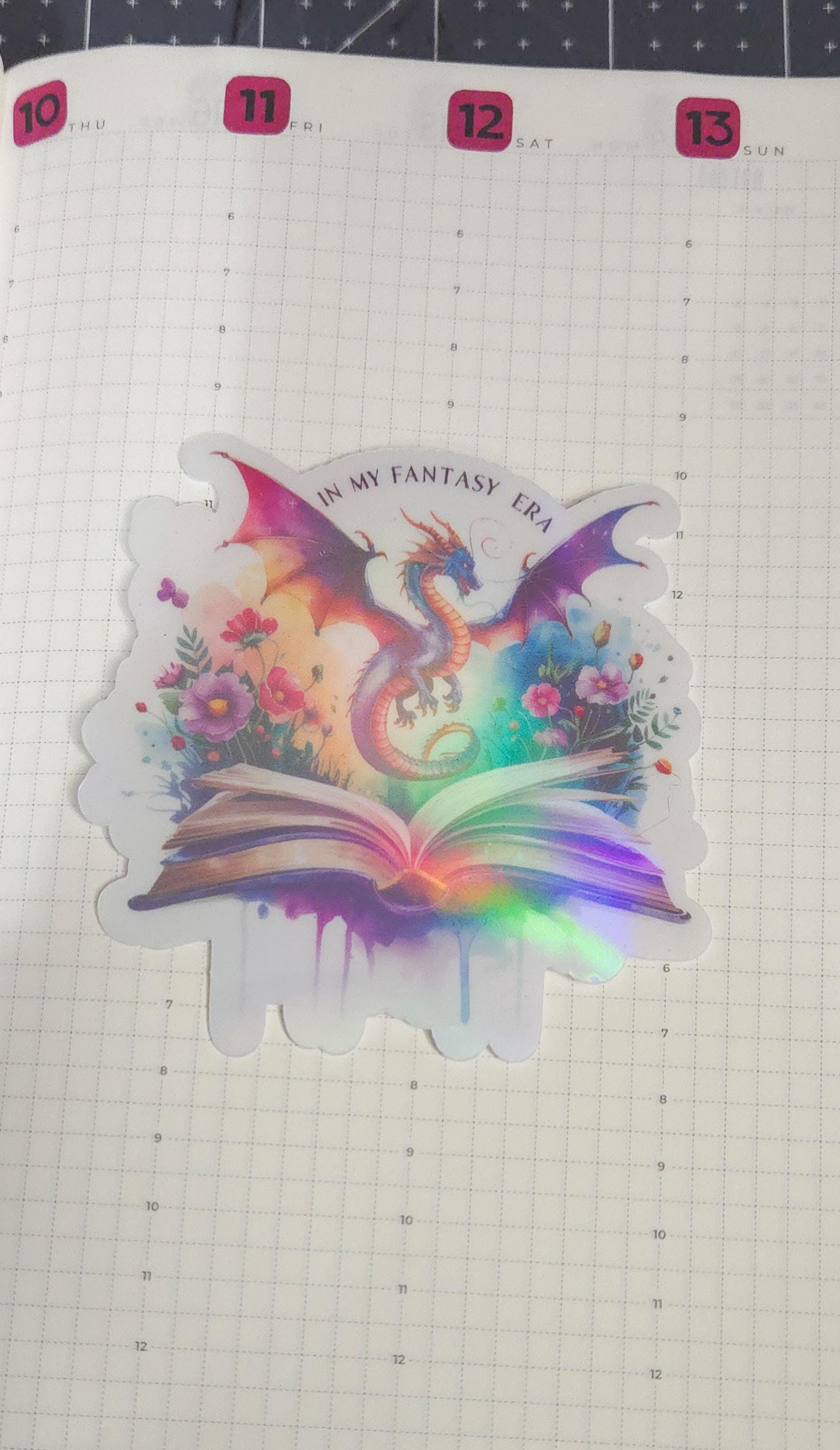 Fantasy Era Dragon Bookish Holographic Die Cut Bujo Journal Planner Sticker