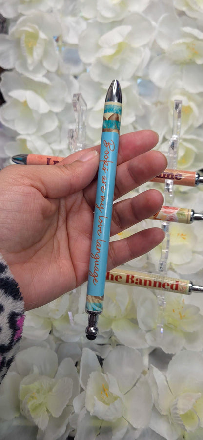 Bookish Floral Gel Pen Refillable Retractable .5mm, Stylus Tip