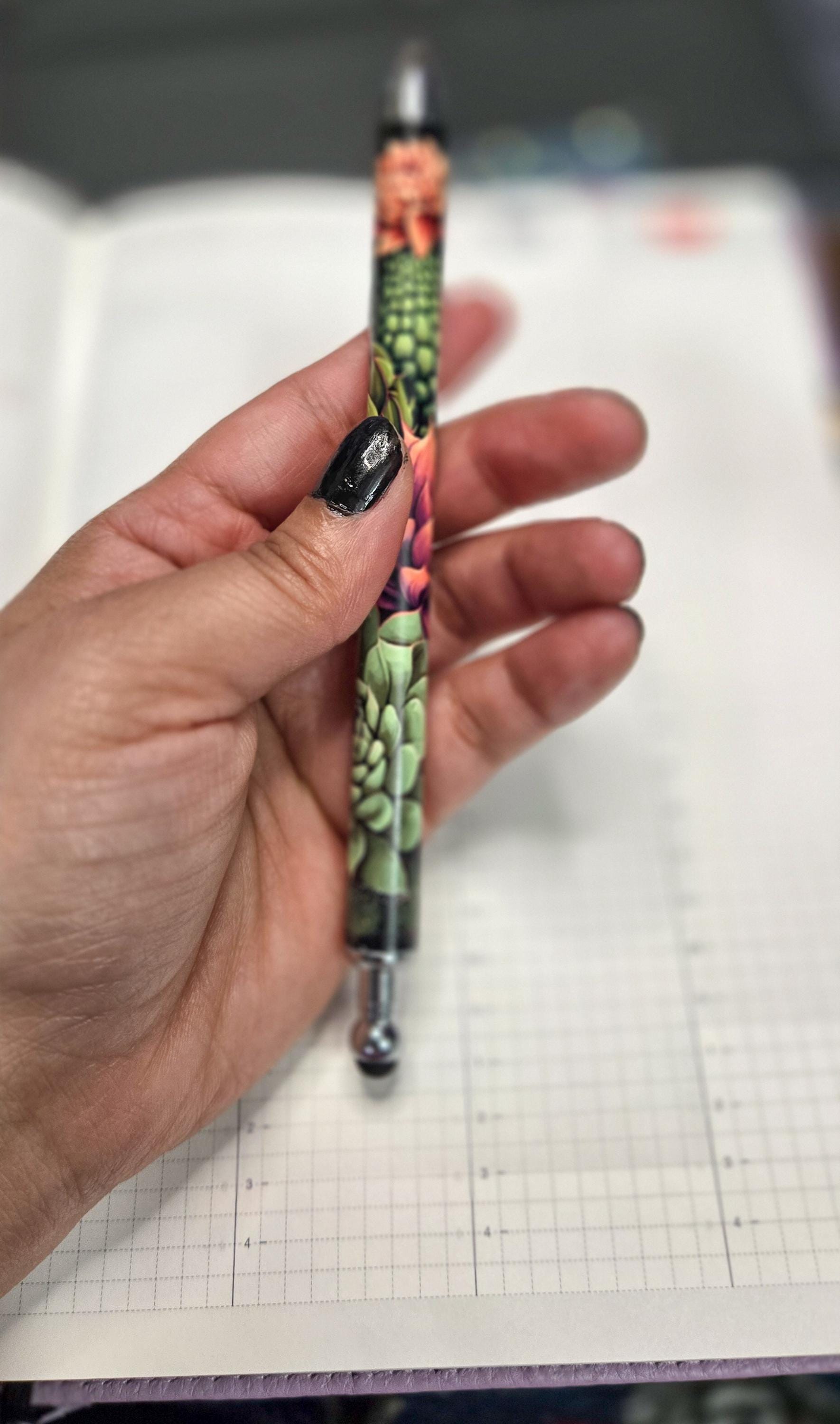 Succulent Plant Retractable Gel Pen: Refillable .5mm Black Ink