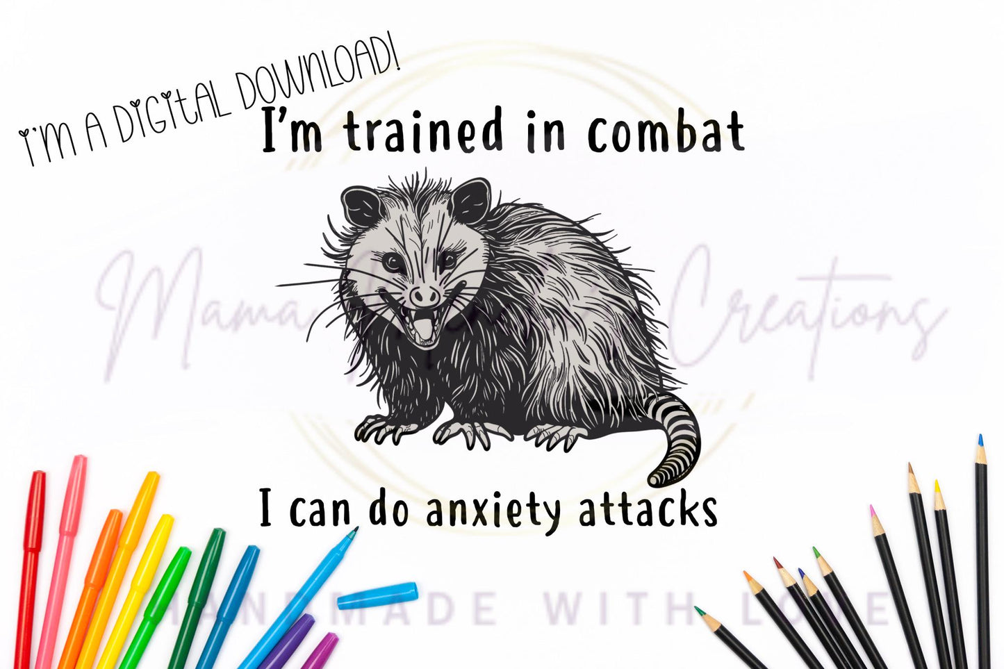 Anixety Attack Possum Mental Health Sublimation DTF PNG Digital Download