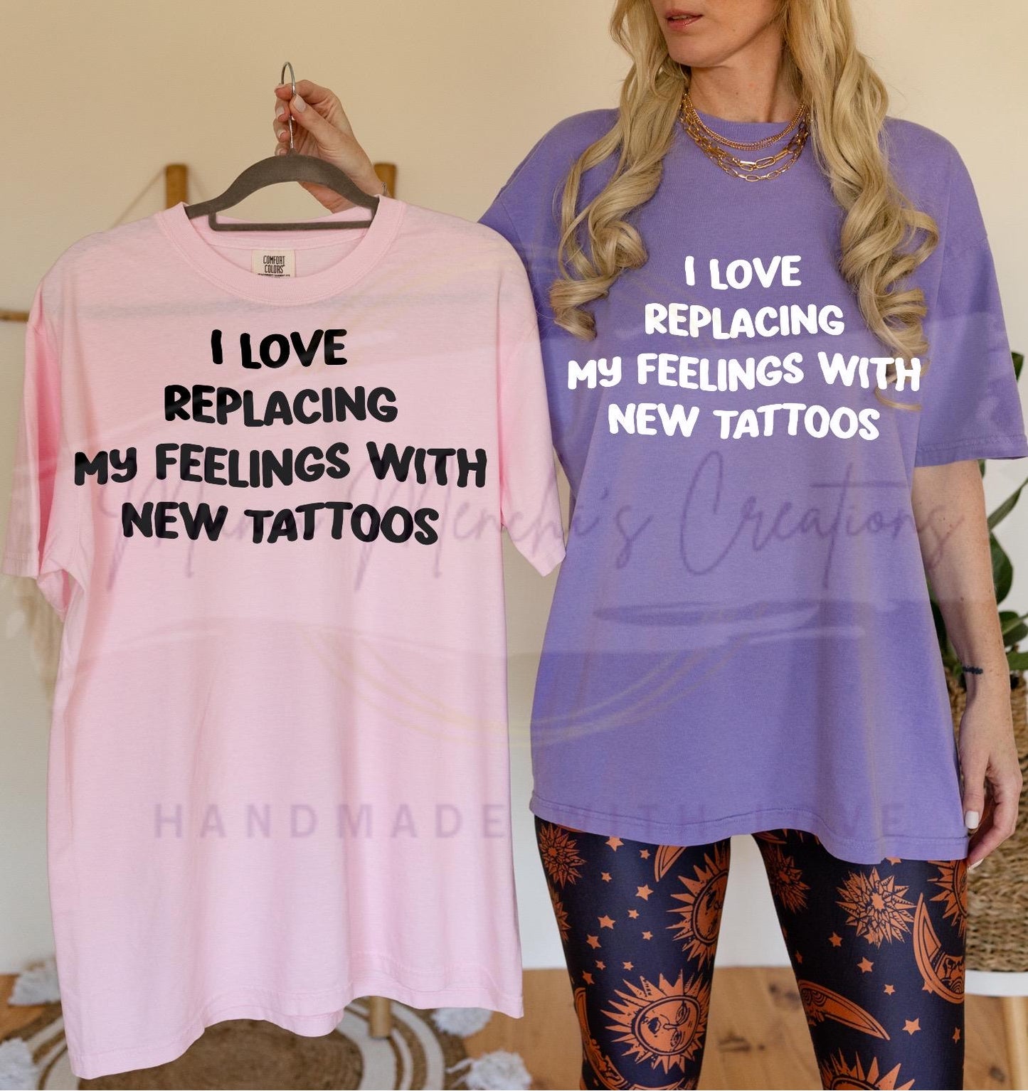 Replacing Feelings with Tattoos Funny Sublimation DTF PNG Digital Download