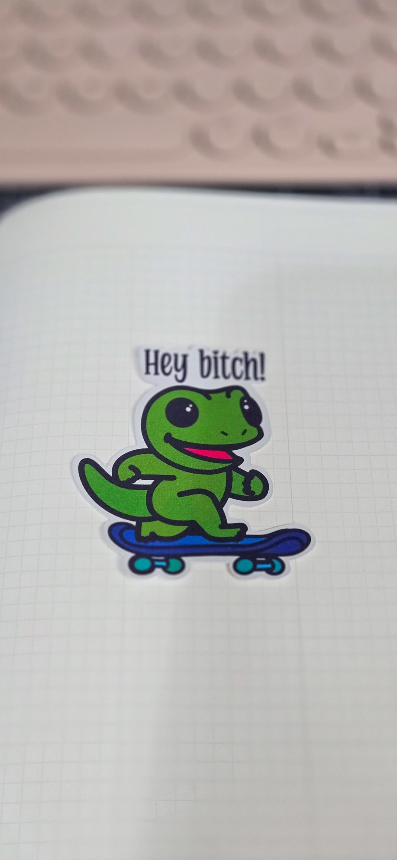 Hey Bitch Sweary Gecko Skateboarding Matte Die Cut Bujo Journal Planner Sticker
