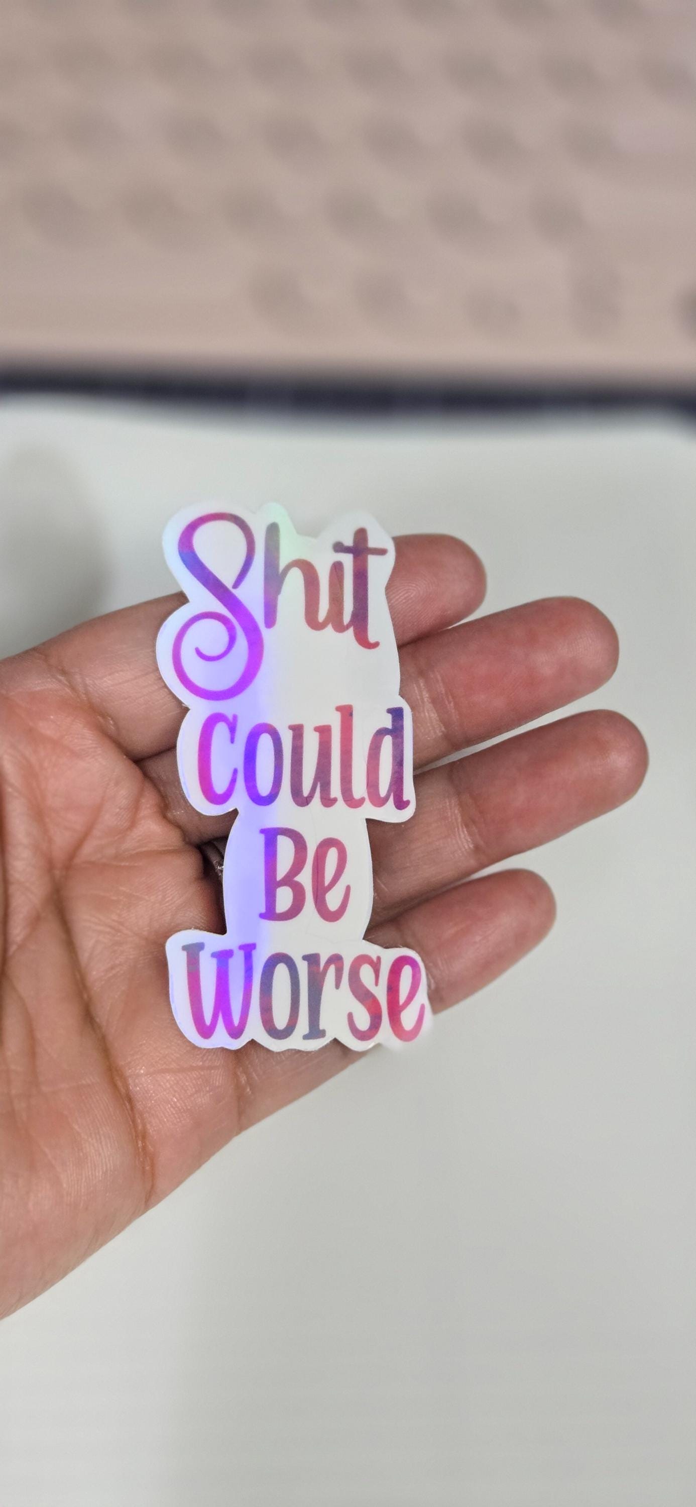 Rainbow Holographic Sticker: "Shit Could Be Worse" Die Cut Planner Sticker