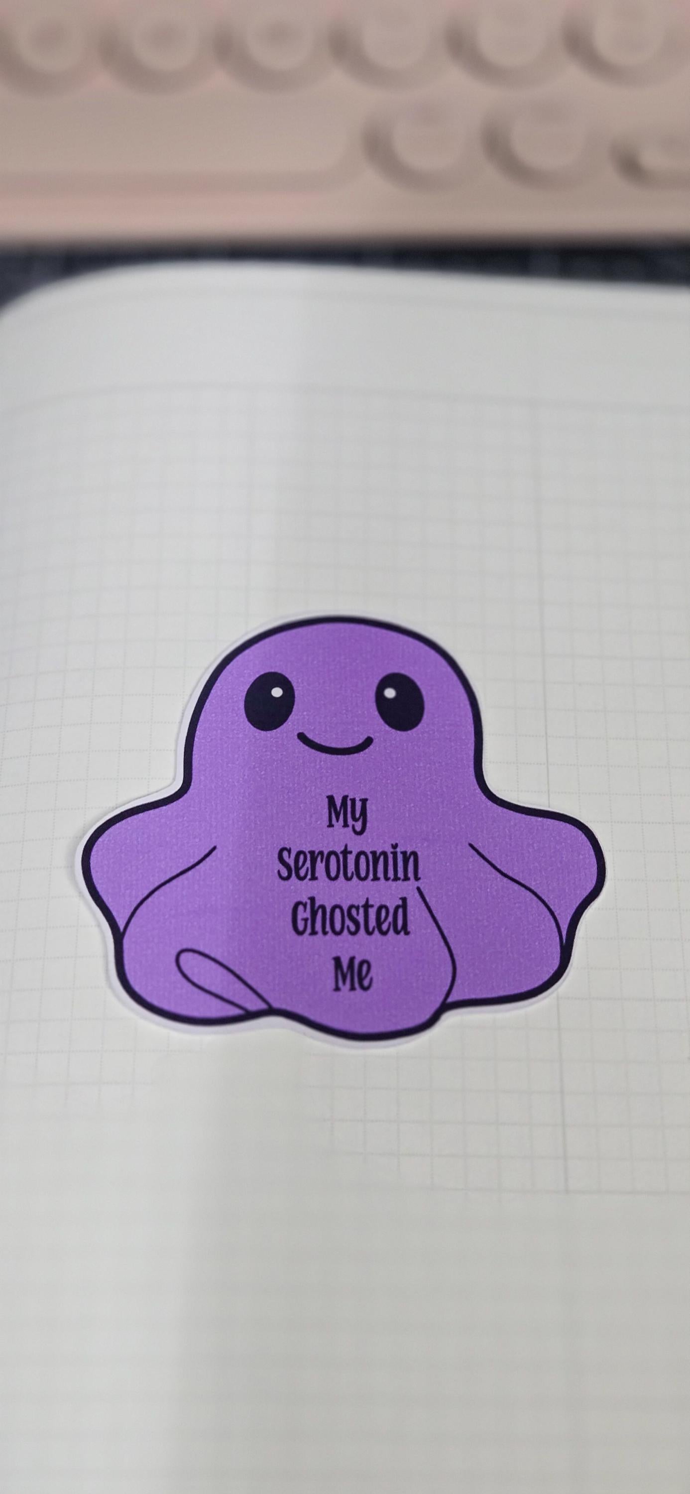 Serotonin Ghost Glossy Sticker - Mental Health Humor