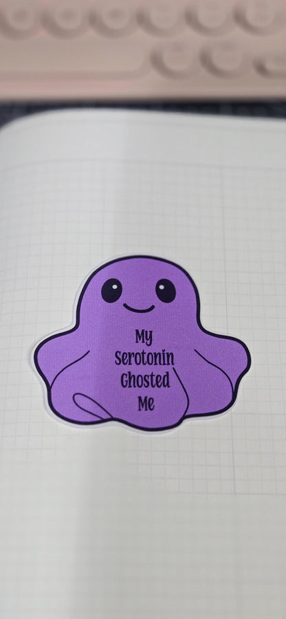 Serotonin Ghost Glossy Sticker - Mental Health Humor
