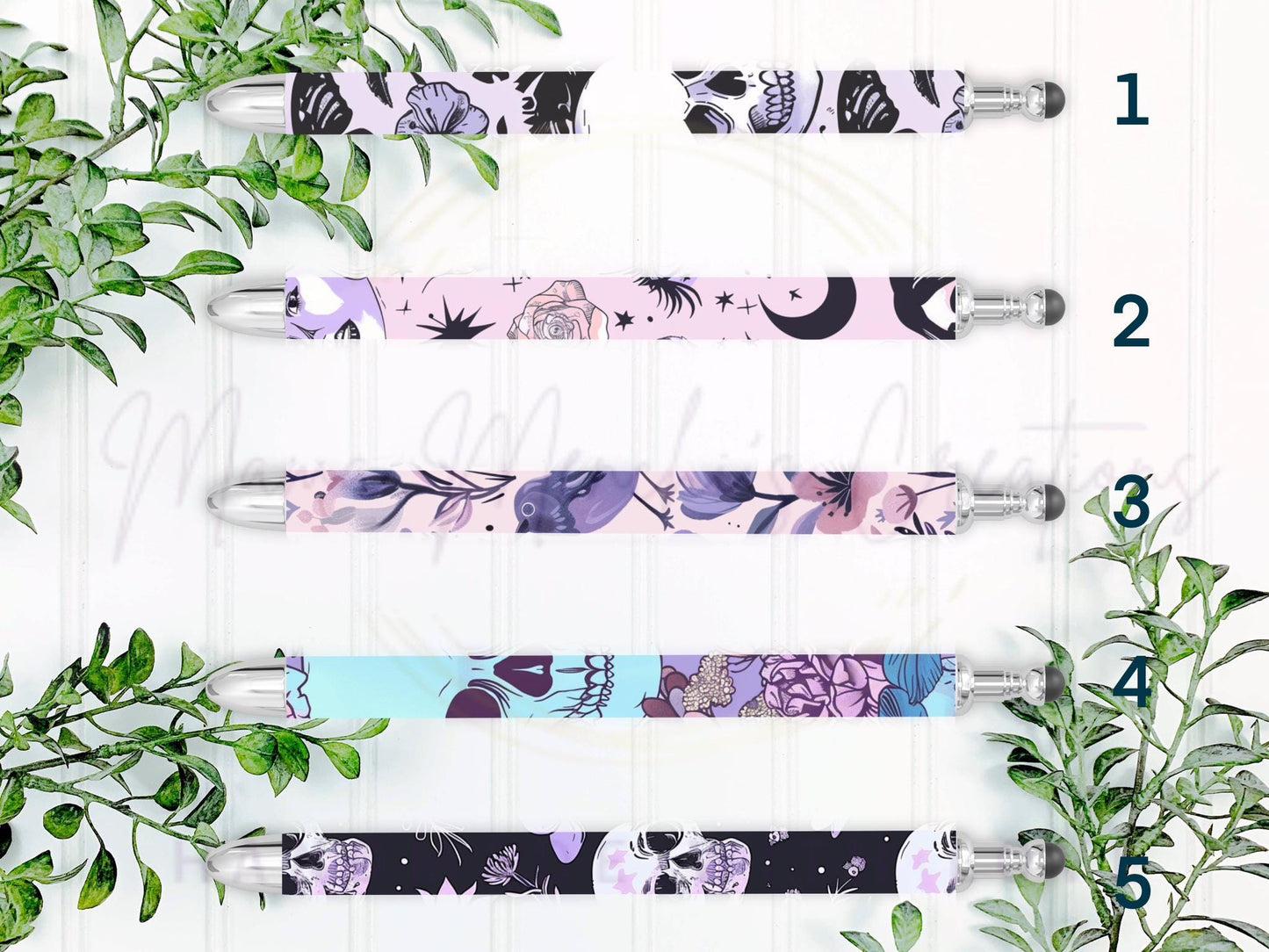Pastel Goth Skulls Refillable Retractable Gel Pen