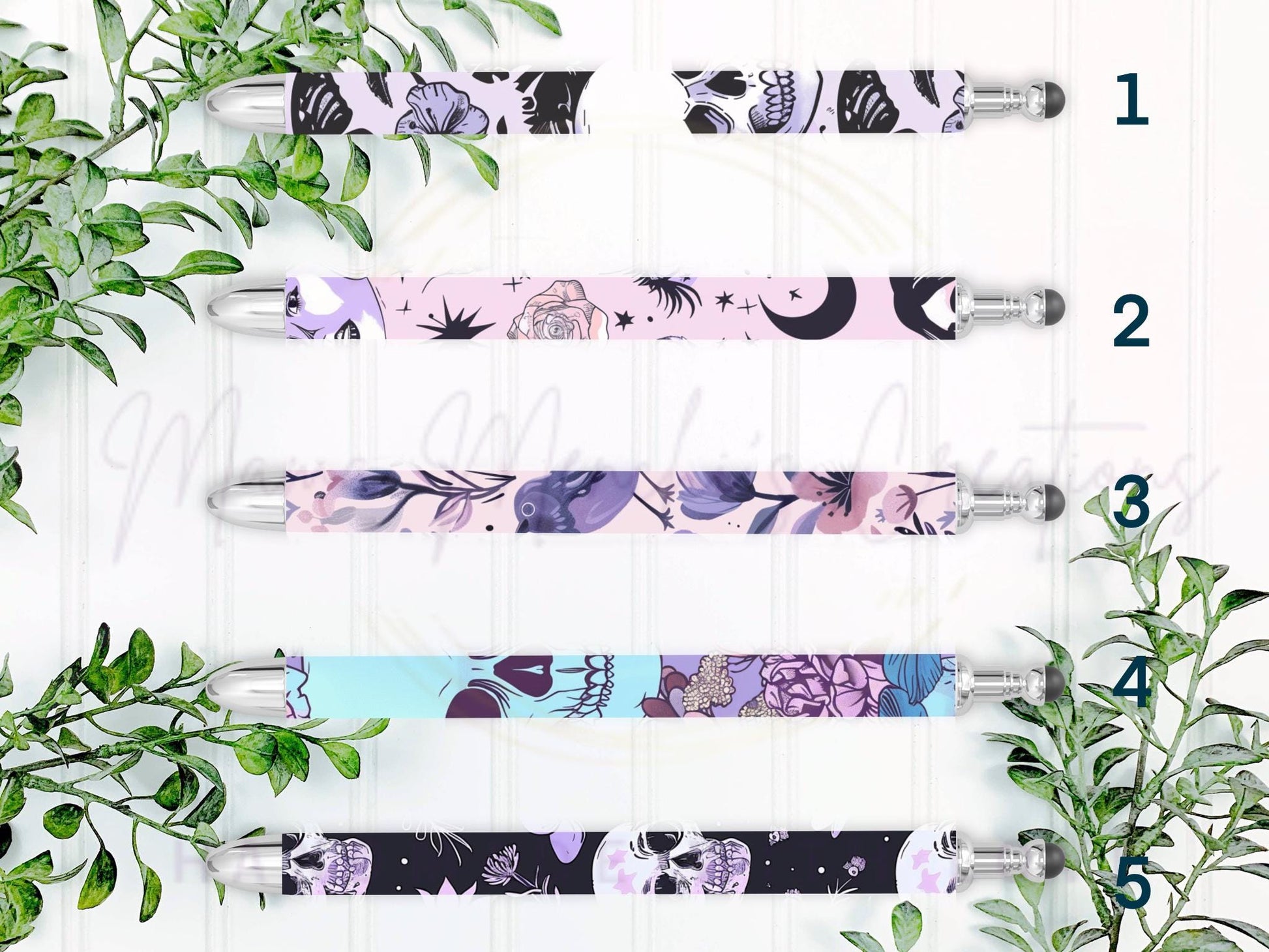 Pastel Goth Skulls Refillable Retractable Gel Pen