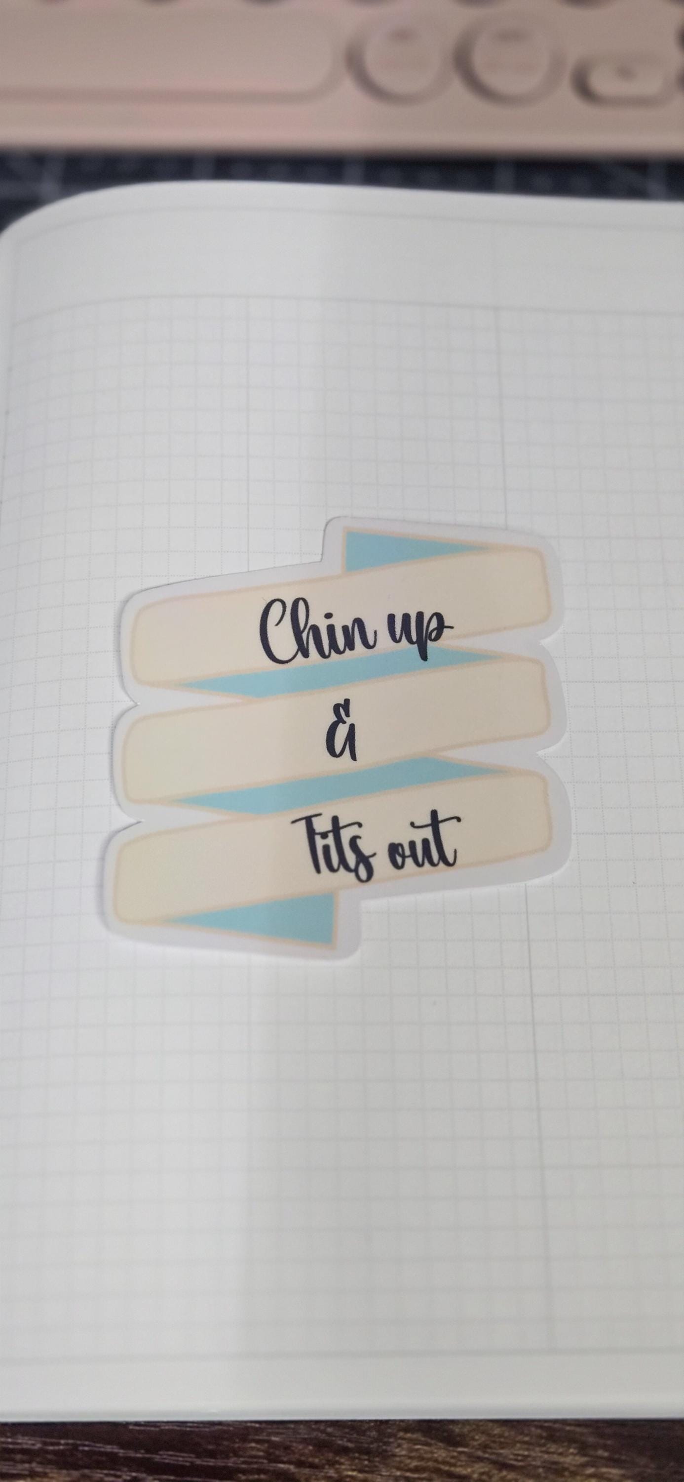 Chin Up Tits Out Funny Holographic Overlay Glossy Die Cut Bujo Journal Planner Sticker
