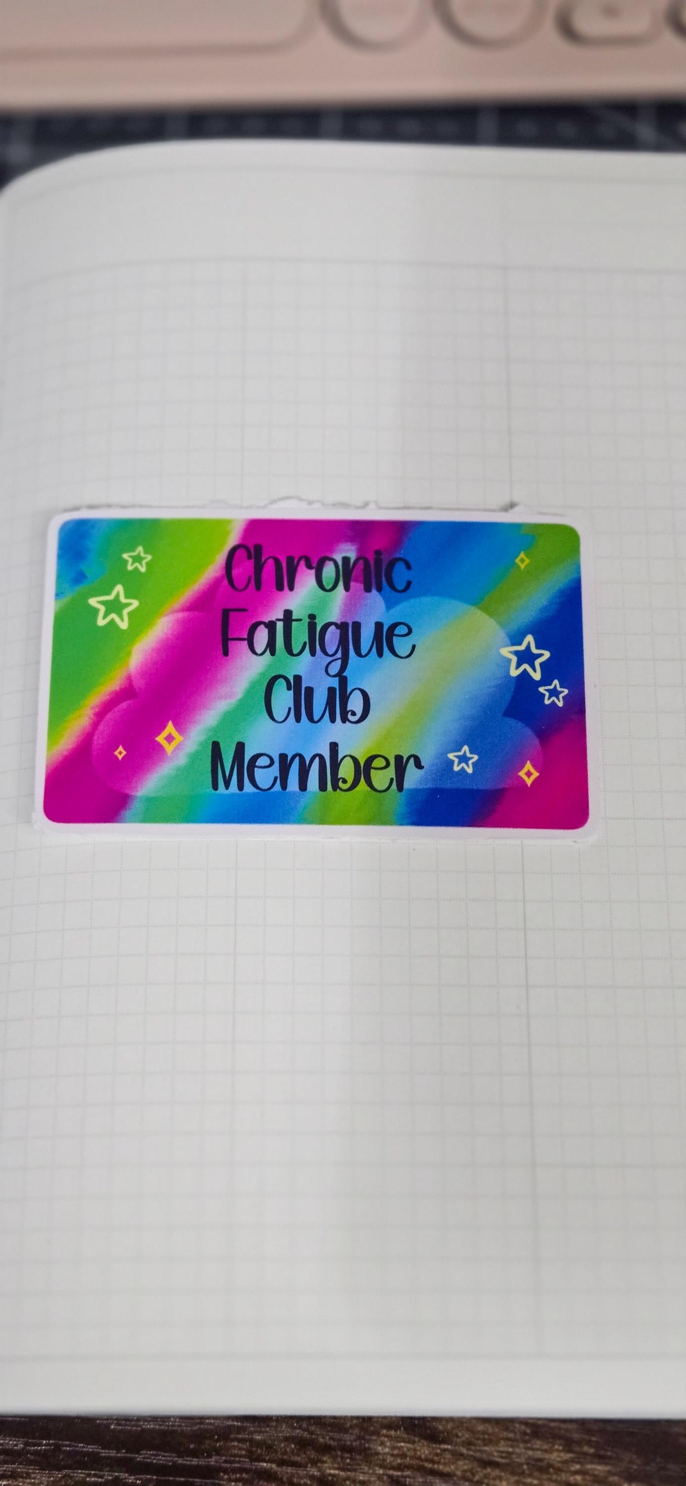 Chronic Fatigue Club Member Glossy Die Cut Bujo Journal Planner Sticker