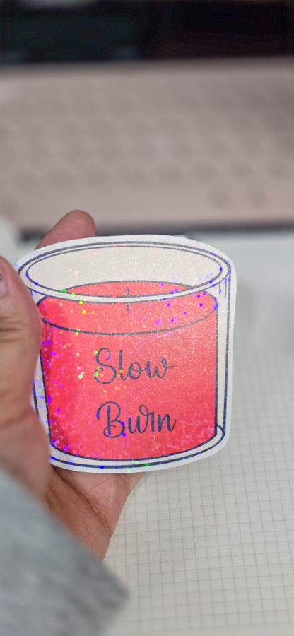 Slow Burn Bookish Glitter Overlay Glossy Die Cut Bujo Journal Planner Sticker