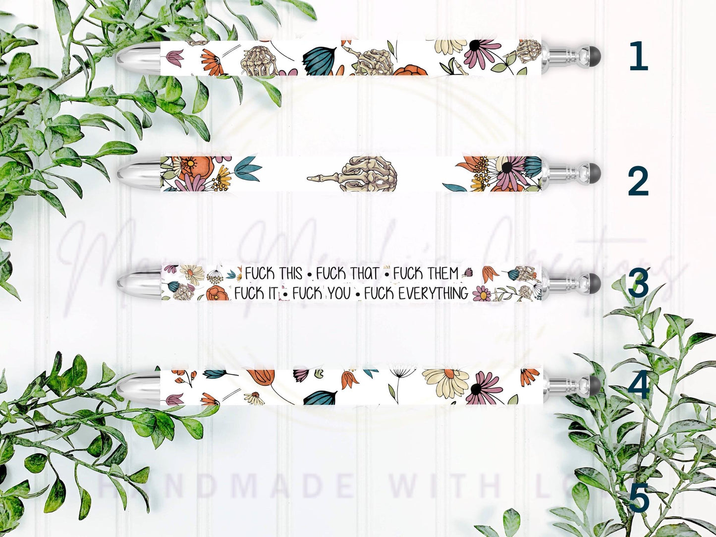 Boho Floral Sweary F’s Pen Refillable Gel Pen