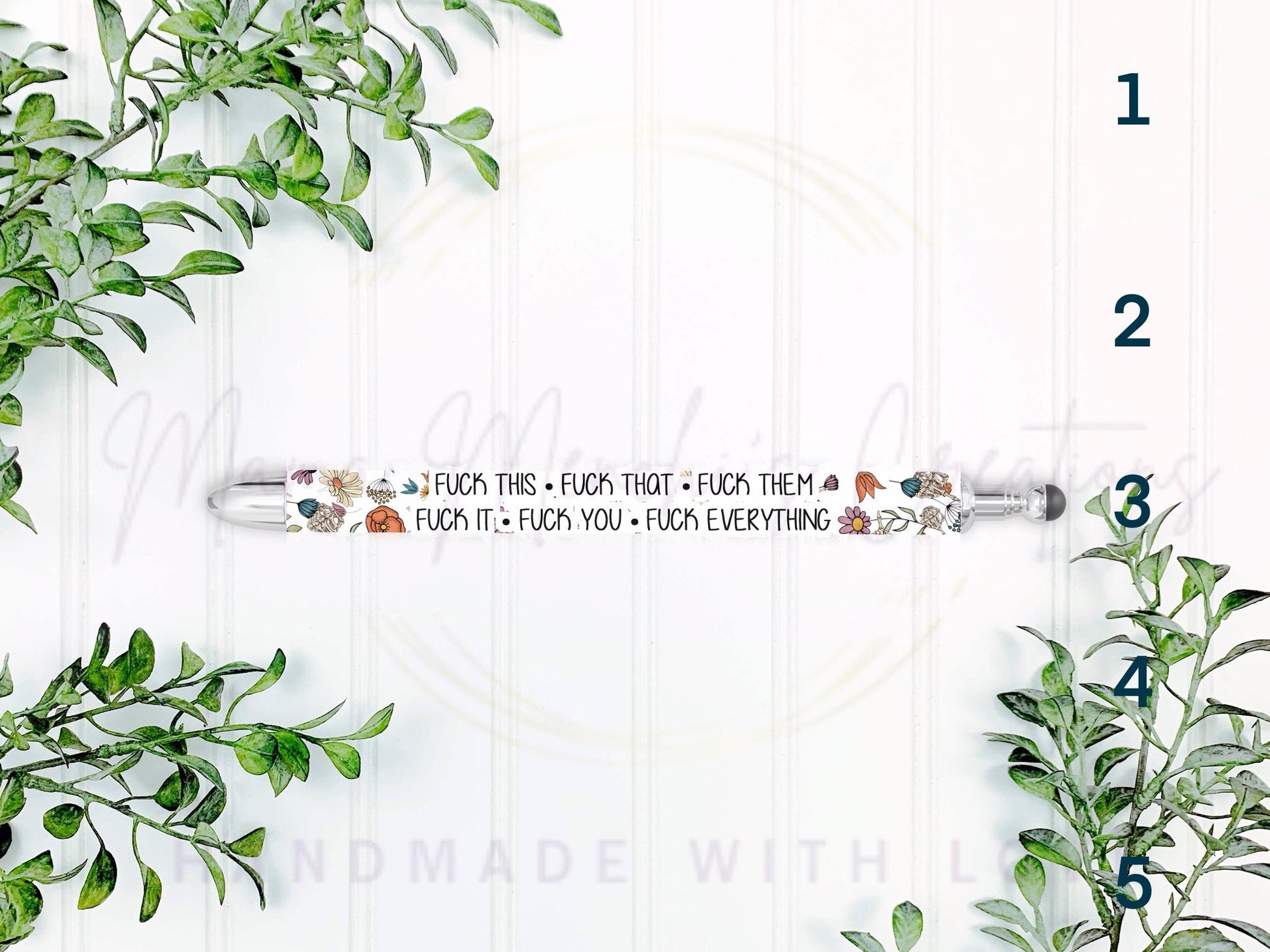 Boho Floral Sweary F’s Pen Refillable Gel Pen