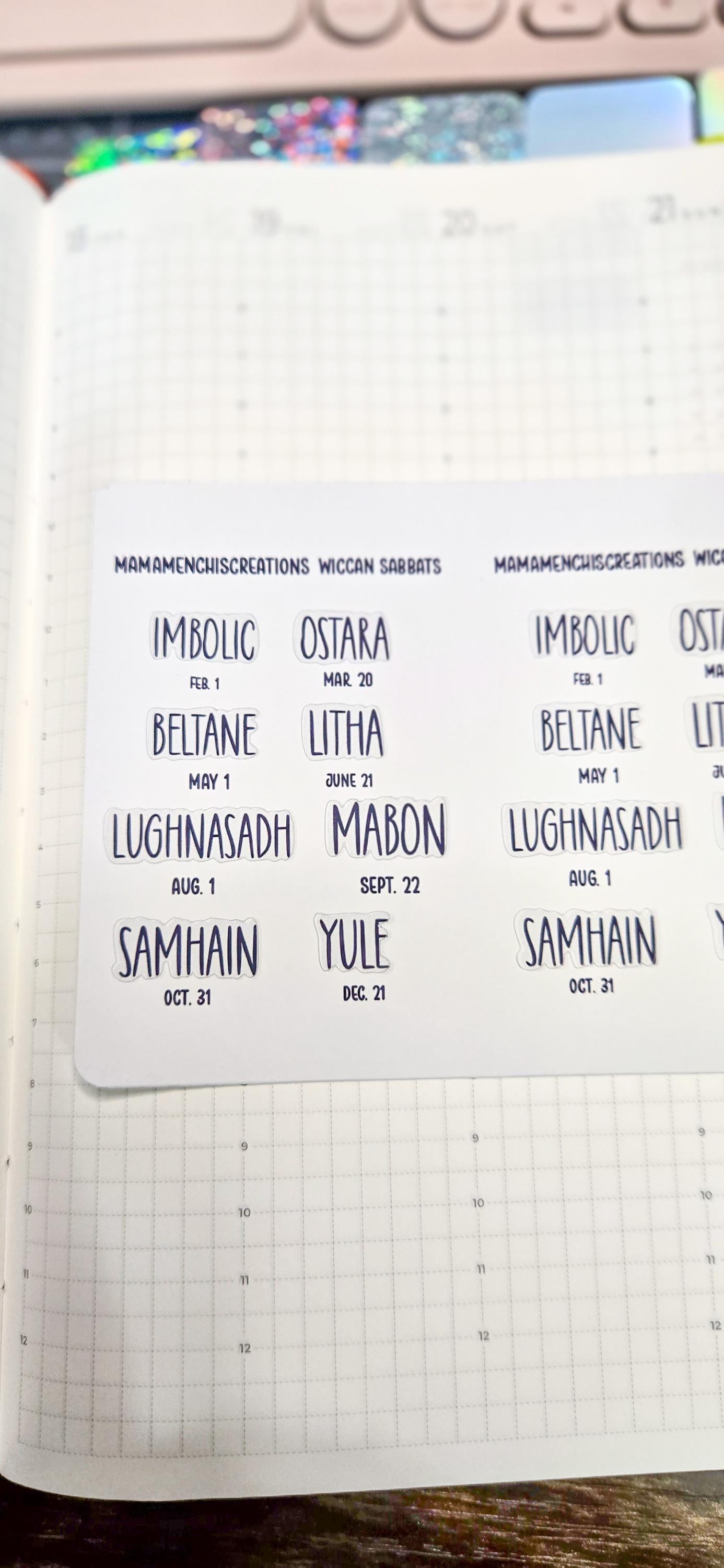 Wiccan Sabbats Tiny Functional Matte Bujo Journal Planner deco Sticker Sheet