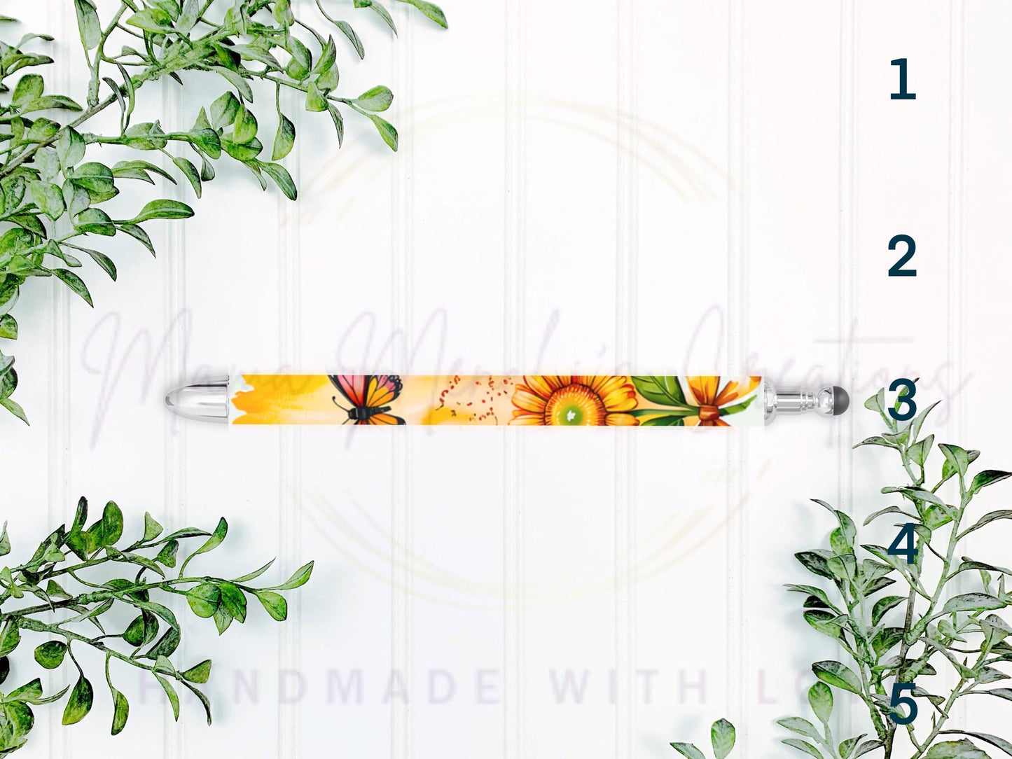 Bees and Flowers Gel Pen: Refillable Stainless Steel Pen with Stylus