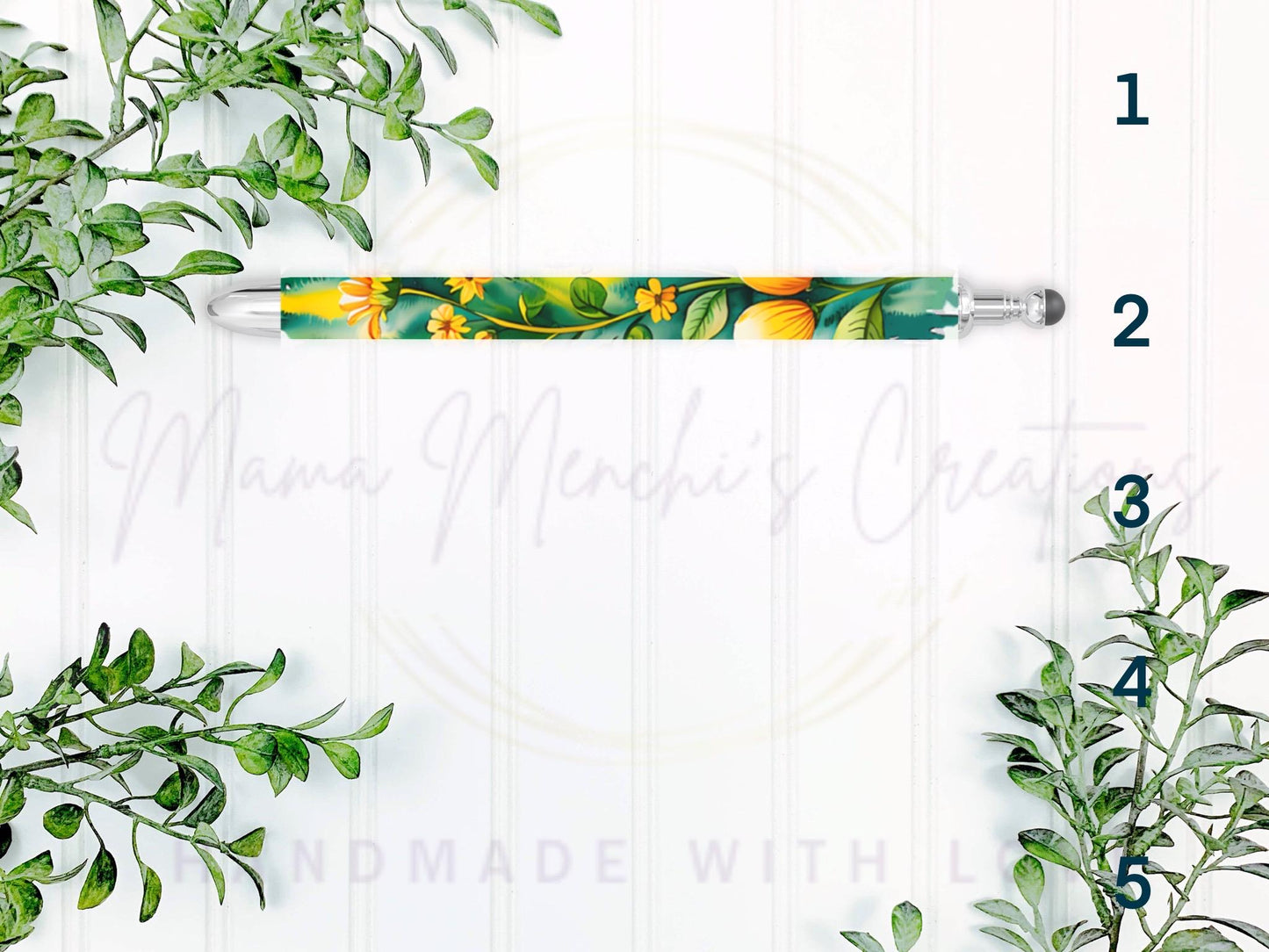 Bees and Flowers Gel Pen: Refillable Stainless Steel Pen with Stylus