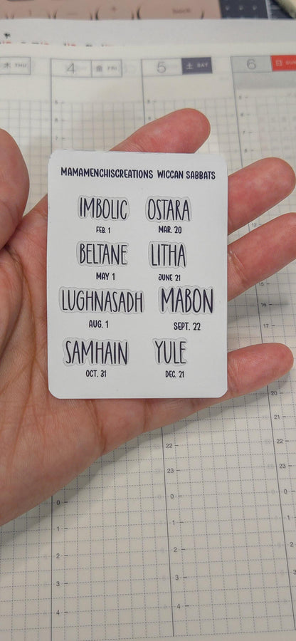 Wiccan Sabbats Tiny Functional Matte Bujo Journal Planner deco Sticker Sheet