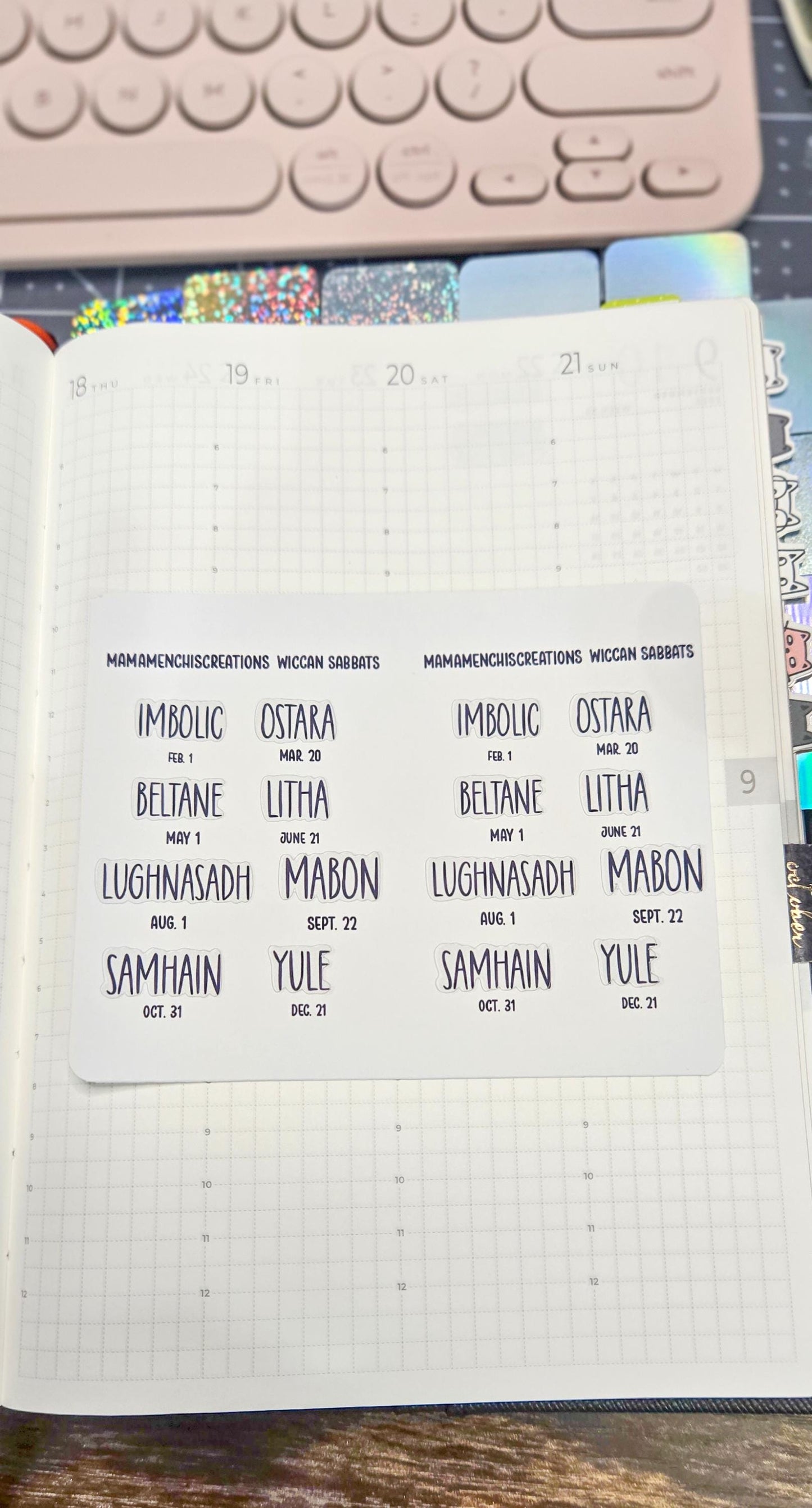 Wiccan Sabbats Tiny Functional Matte Bujo Journal Planner deco Sticker Sheet