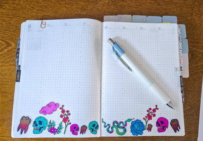 Skulls and Flowers Spooky Halloween Deco Stickers Bujo Journal Planner deco Sticker Sheet