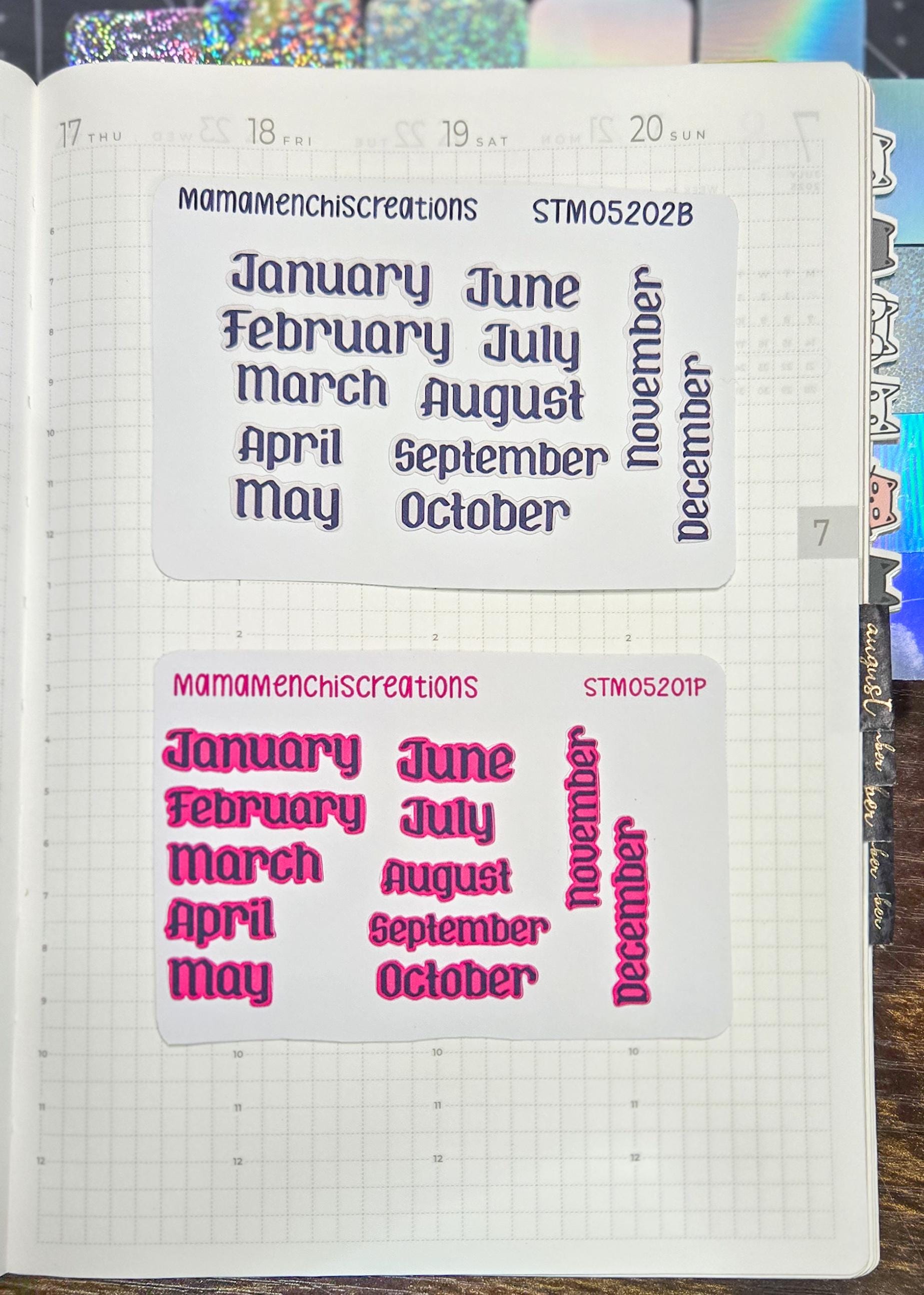 Functional Monthly Gothic Font Matte Bujo Journal Planner deco Quarter Sticker Sheet