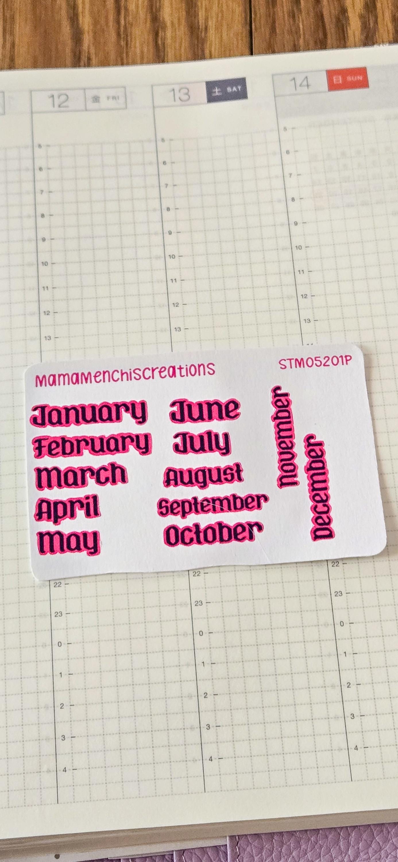 Functional Monthly Gothic Font Matte Bujo Journal Planner deco Quarter Sticker Sheet