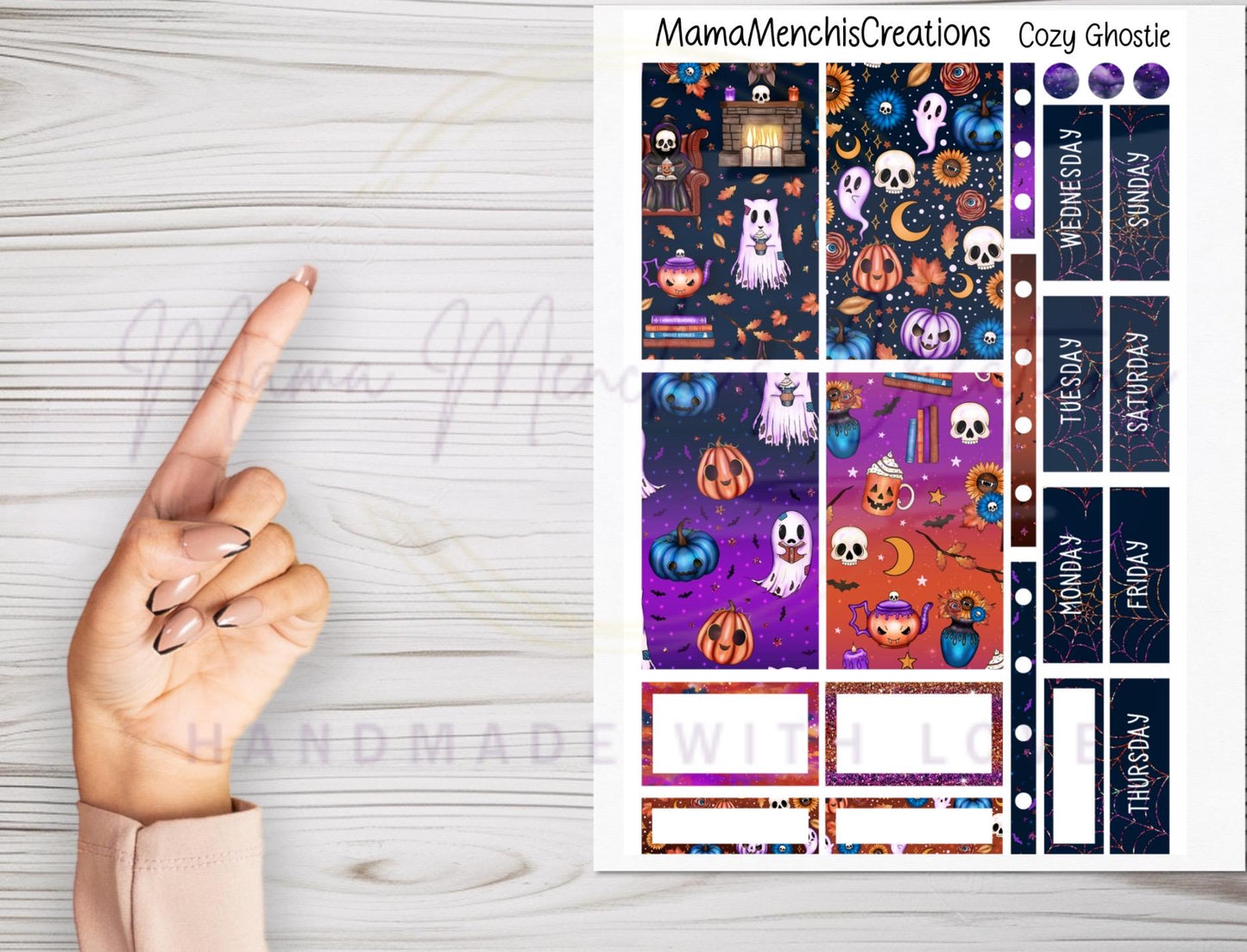Spooky Halloween Ghosts Bujo Journal Planner deco Sticker Sheet