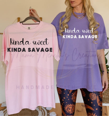 Kinda Sweet Kinda Savage Distressed Sublimation DTF PNG Digital Download