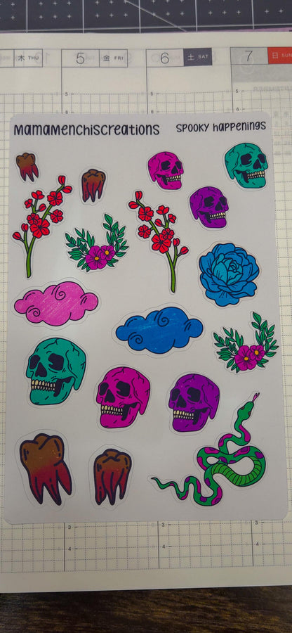 Skulls and Flowers Spooky Halloween Deco Stickers Bujo Journal Planner deco Sticker Sheet