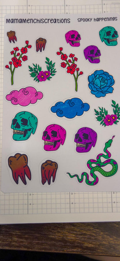 Skulls and Flowers Spooky Halloween Deco Stickers Bujo Journal Planner deco Sticker Sheet