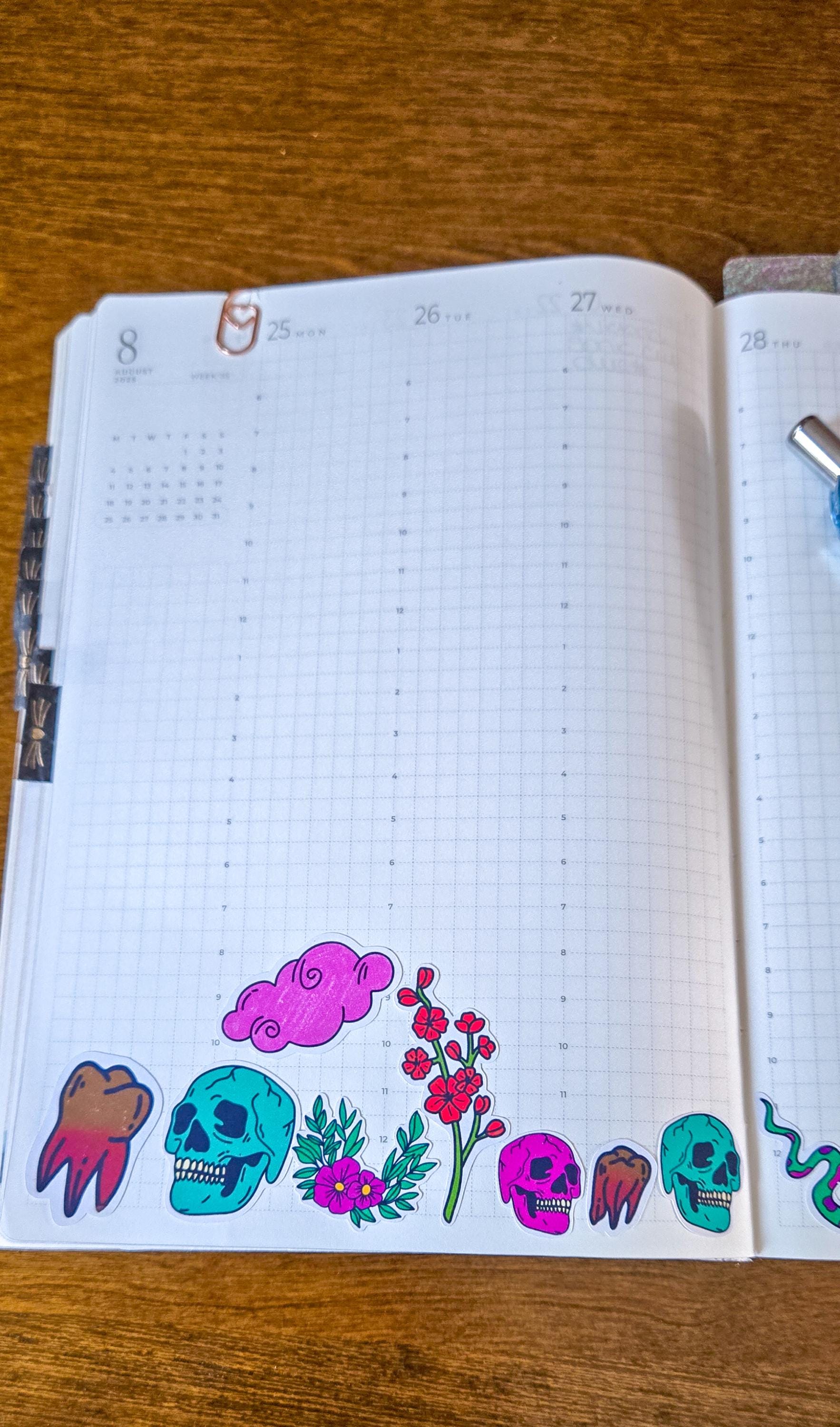 Skulls and Flowers Spooky Halloween Deco Stickers Bujo Journal Planner deco Sticker Sheet