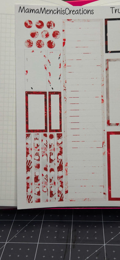 True Crime Matte Bujo Journal Stand Size Planner deco Sticker Sheet