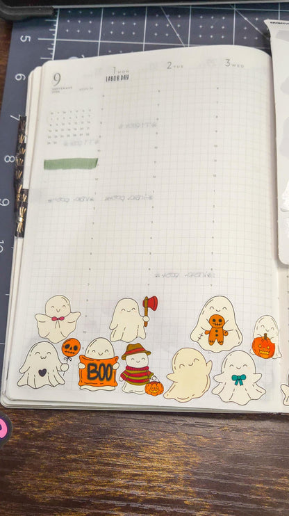 Ghost Matte Sticker Sheet – Bujo Planner Stickers