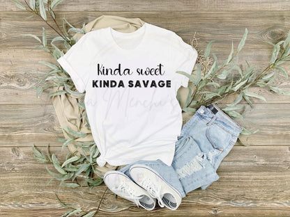 Kinda Sweet Kinda Savage Distressed Sublimation DTF PNG Digital Download