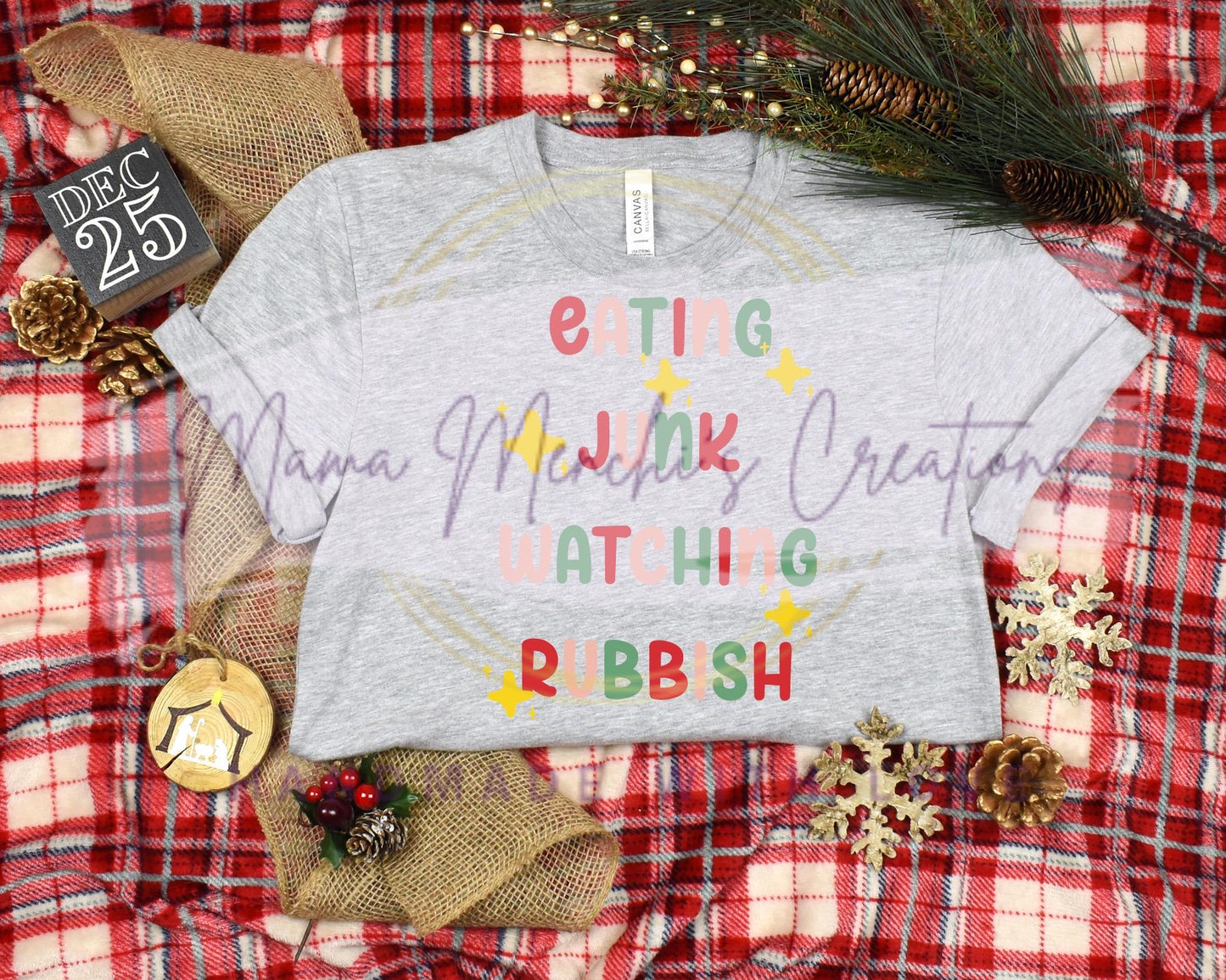 Eating Rubbish Watching Junk Funny Christmas Sublimation DTF PNG Digital Download