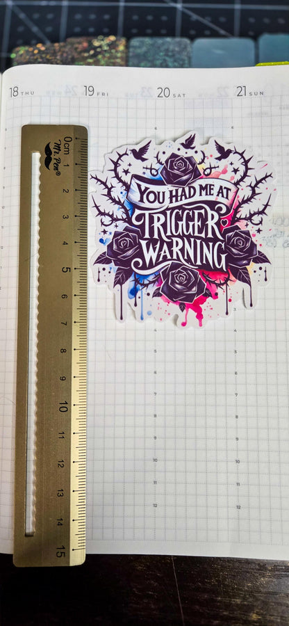 Trigger Warning Bookish Glossy Die Cut Bujo Journal Planner Sticker