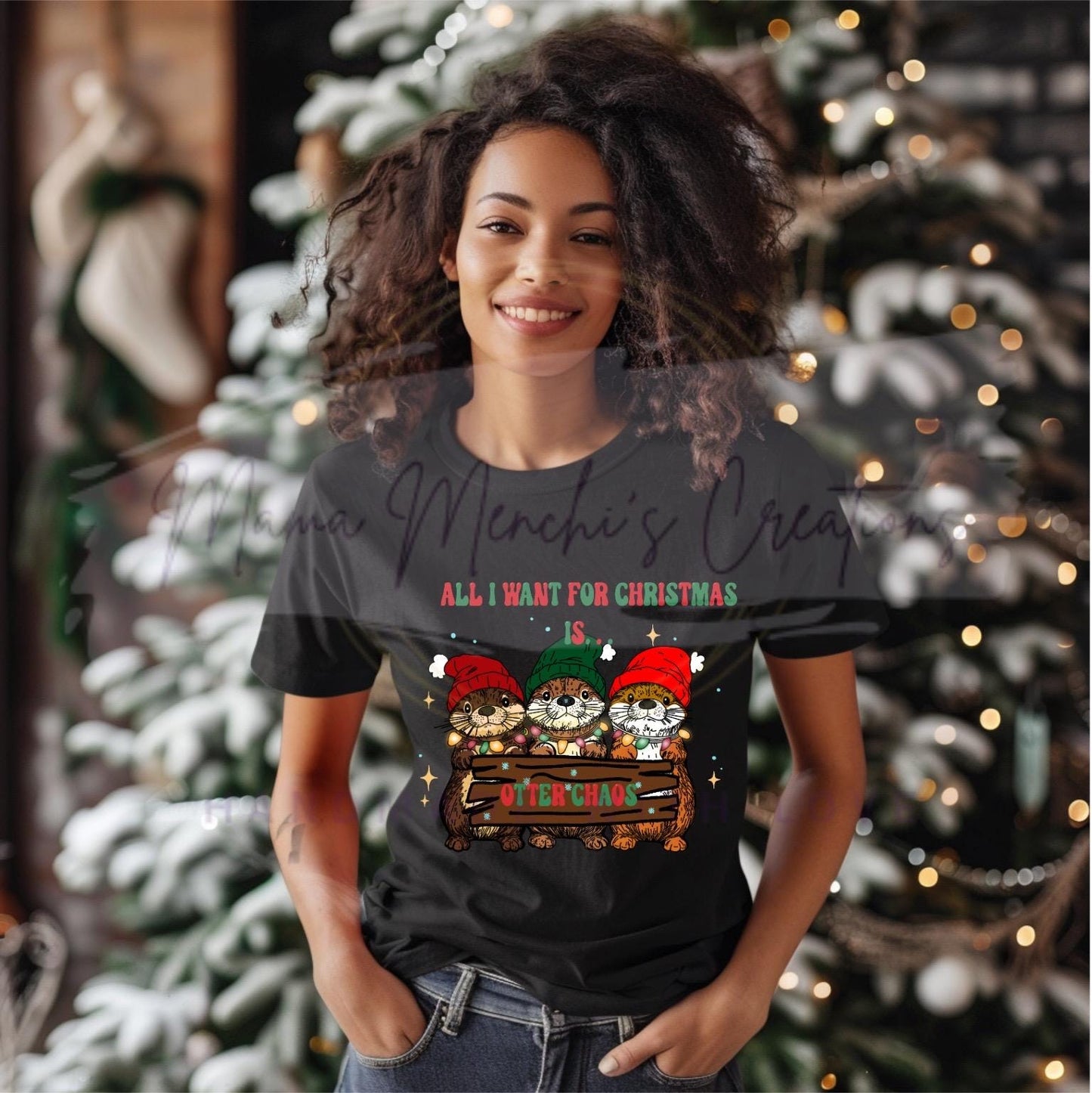 Otter Chaos Christmas PNG, Funny Pun Sublimation (Digital Download)