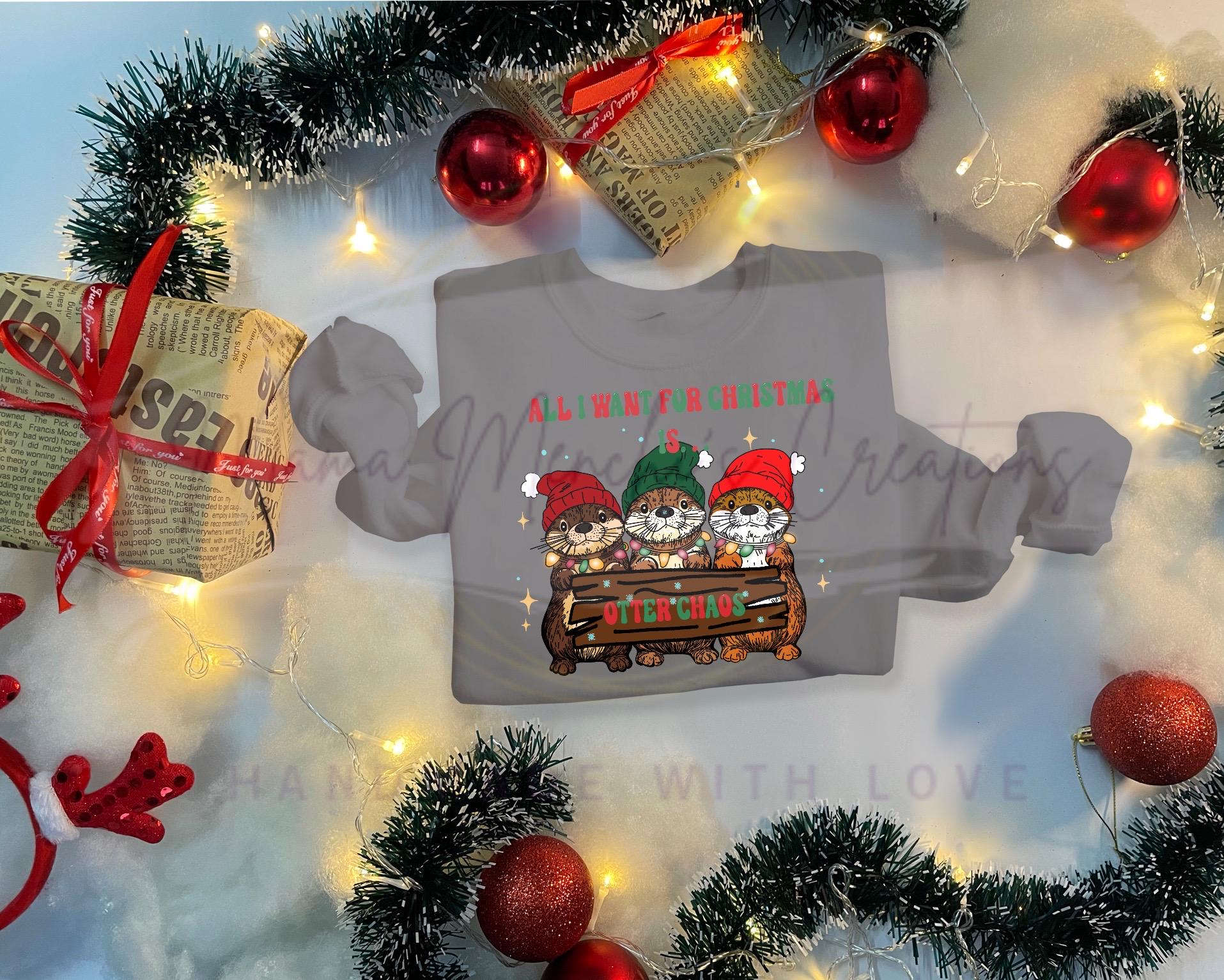 Otter Chaos Christmas PNG, Funny Pun Sublimation (Digital Download)