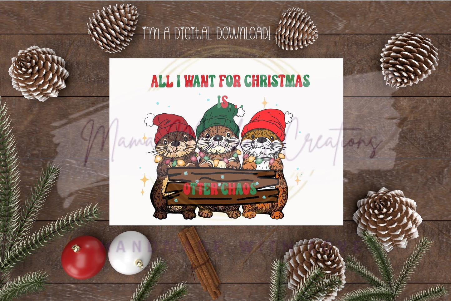 Otter Chaos Christmas PNG, Funny Pun Sublimation (Digital Download)