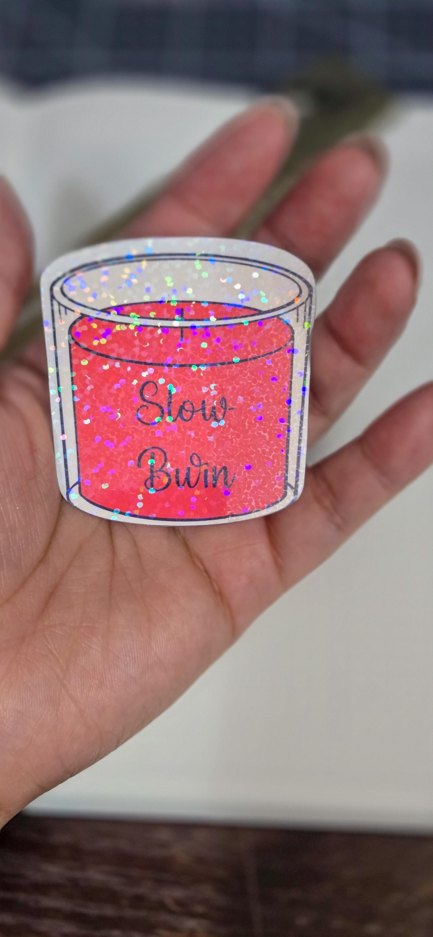 Slow Burn Bookish Glitter Overlay Glossy Die Cut Bujo Journal Planner Sticker