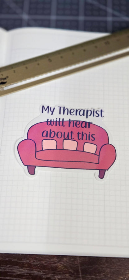 Therapist Couch Funny Holographic Die Cut Bujo Journal Planner Sticker