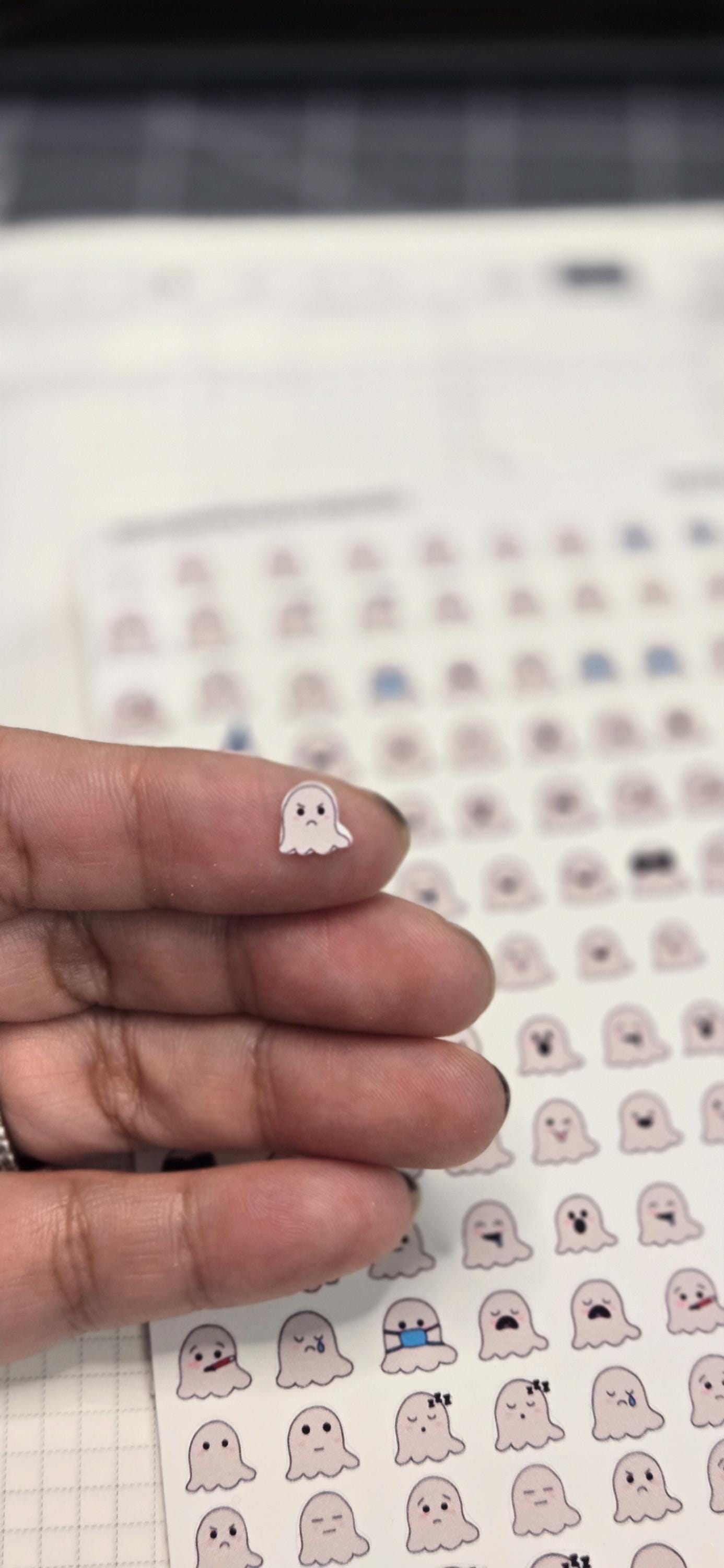 Tiny Ghost Emojis Matte Bujo Journal Planner deco Sticker Sheet