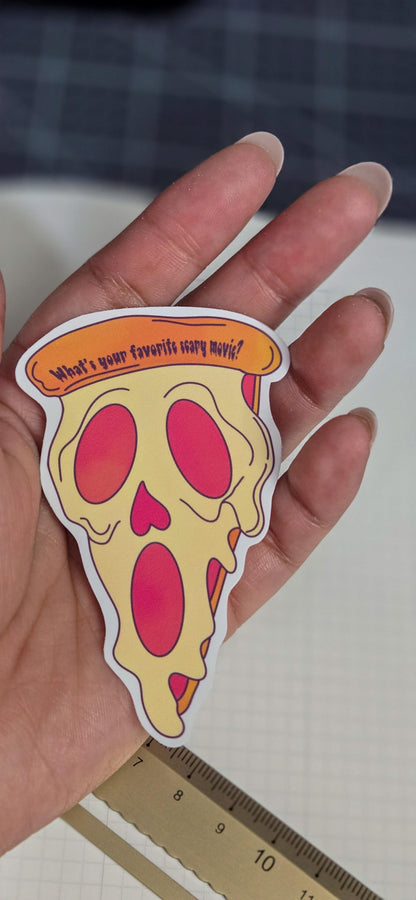 Ghost Face Pizza Face Glossy Die Cut Bujo Journal Planner Sticker