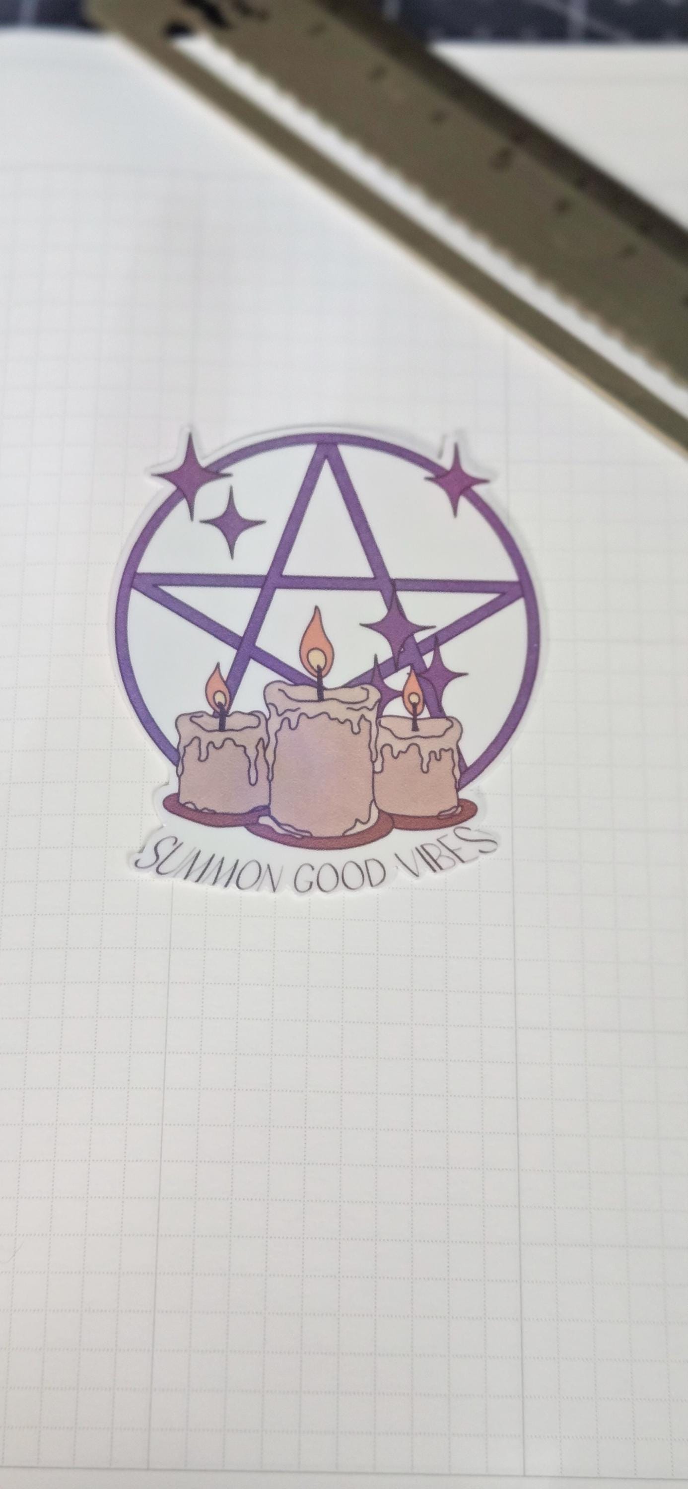 Summon Good Vibes Witchy Holographic Die Cut Bujo Journal Planner deco Sticker Sheet