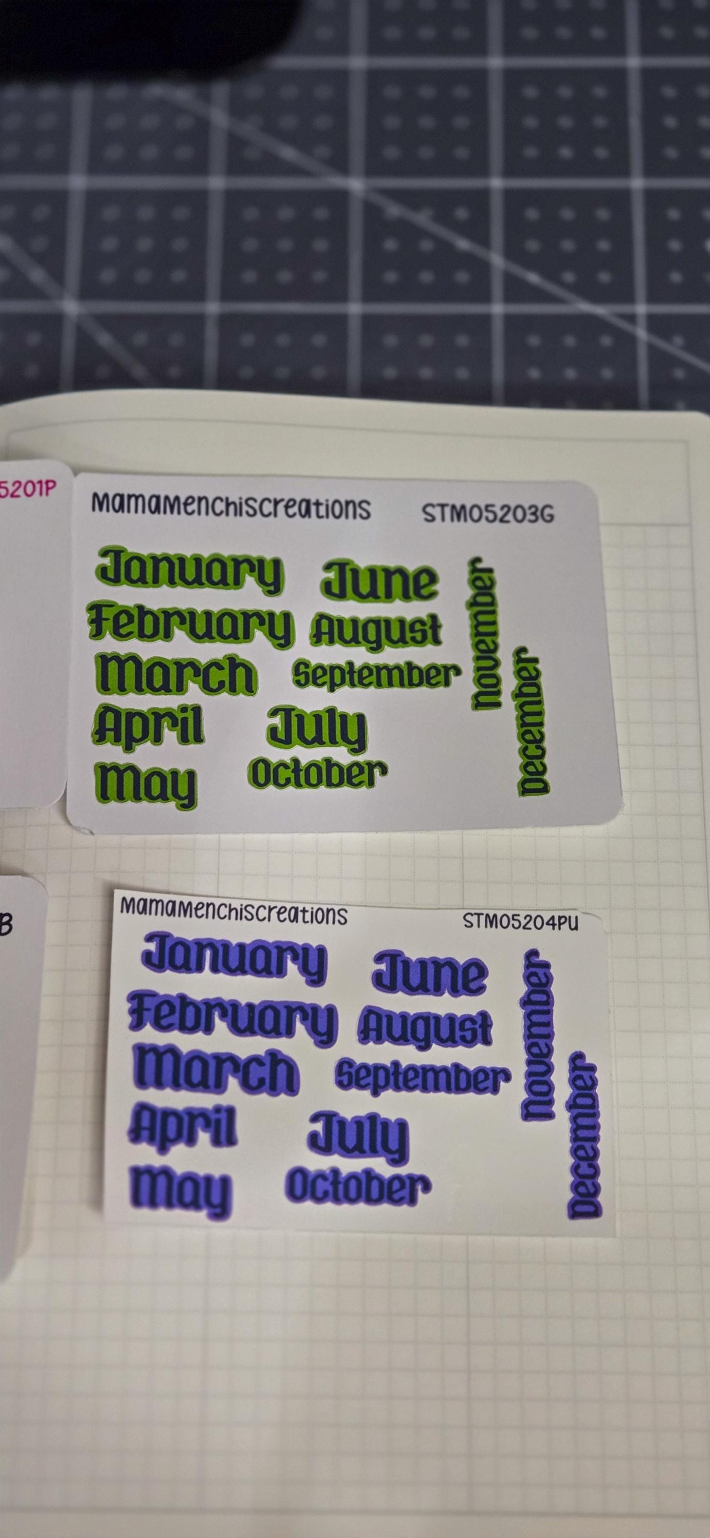 Colorful Months Gothic Style Font Functional Stickers for Bujo Journal Planner Sticker