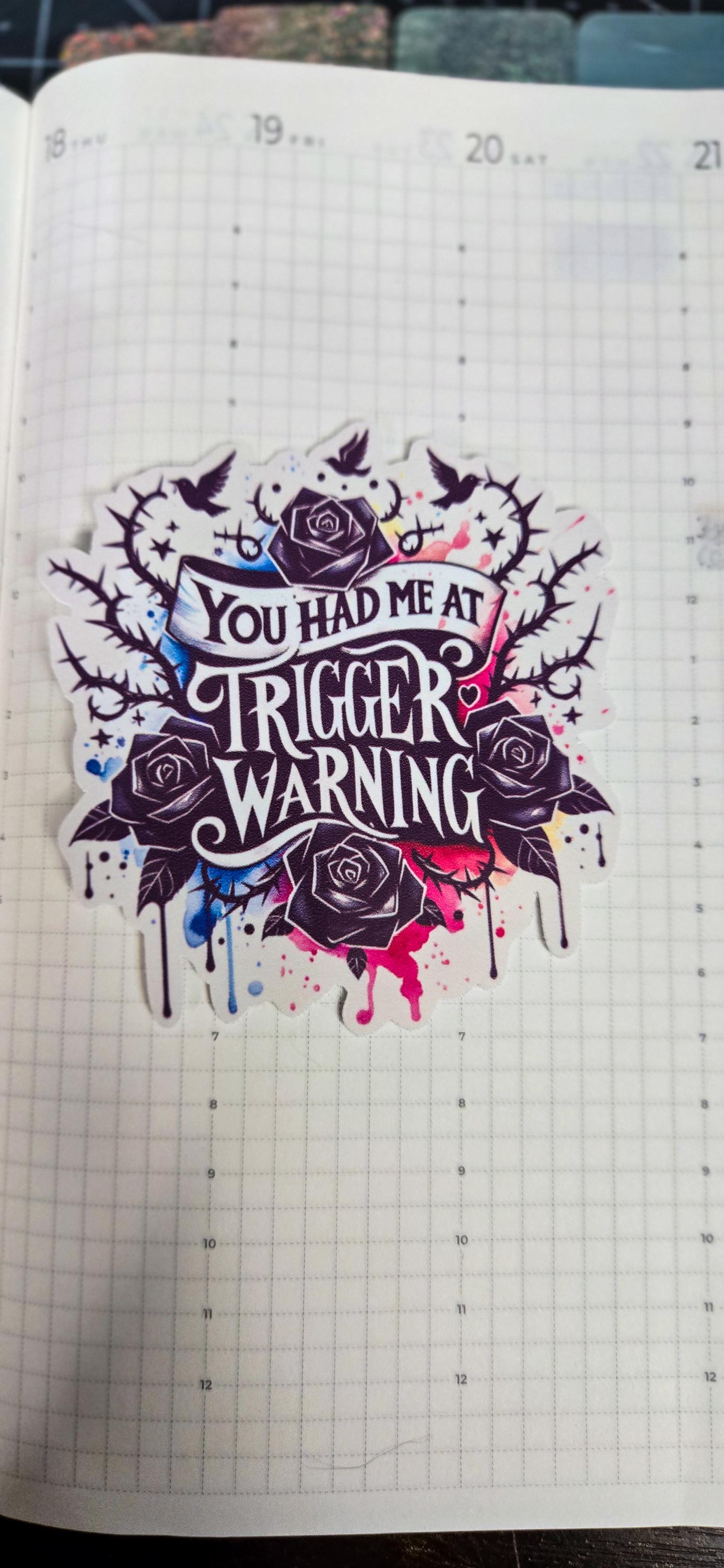 Trigger Warning Bookish Glossy Die Cut Bujo Journal Planner Sticker