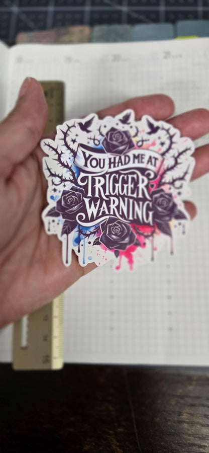 Trigger Warning Bookish Glossy Die Cut Bujo Journal Planner Sticker