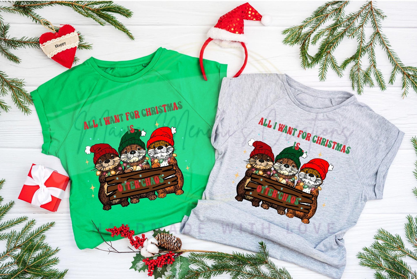 Otter Chaos Christmas PNG, Funny Pun Sublimation (Digital Download)