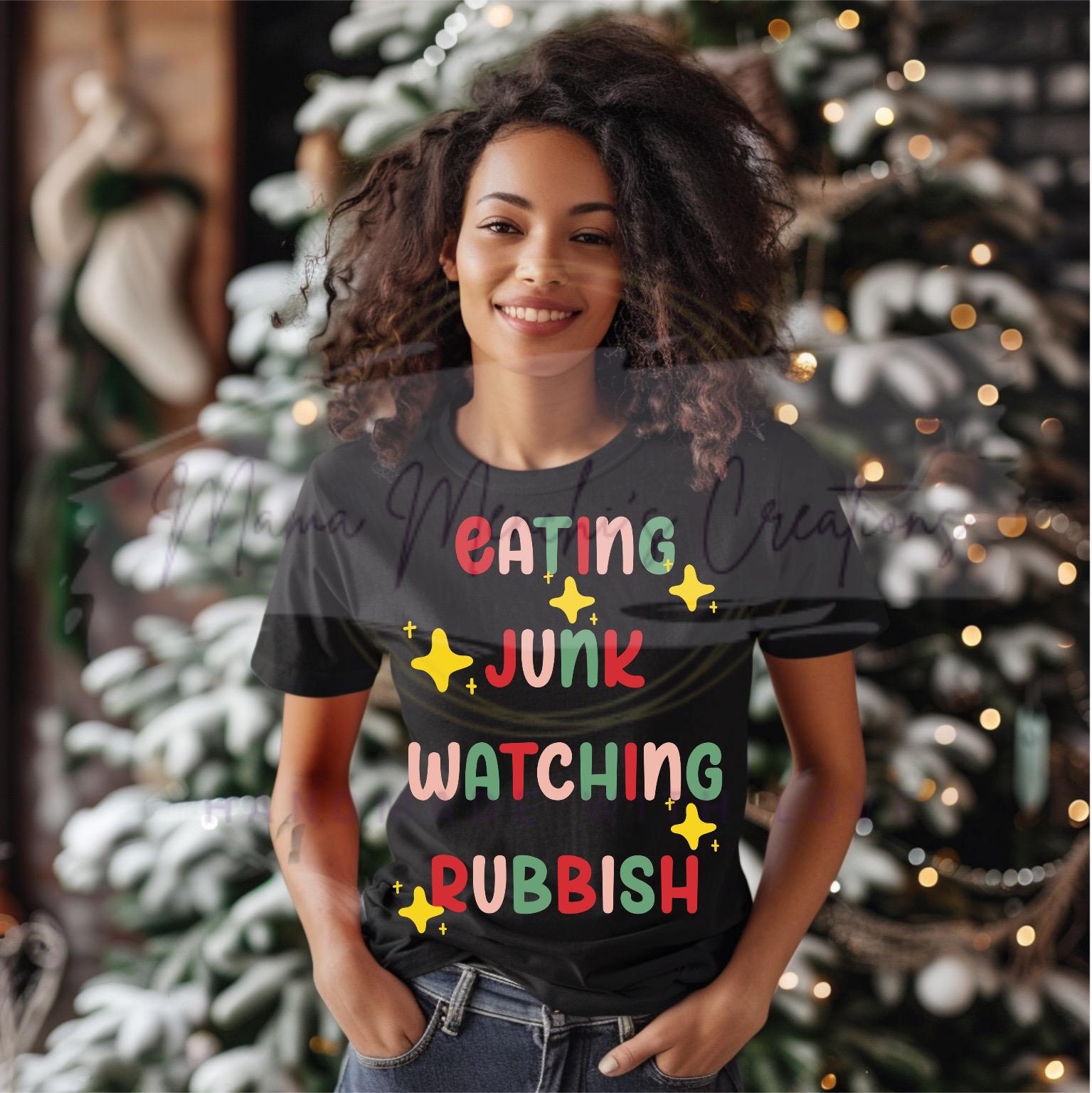 Eating Rubbish Watching Junk Funny Christmas Sublimation DTF PNG Digital Download