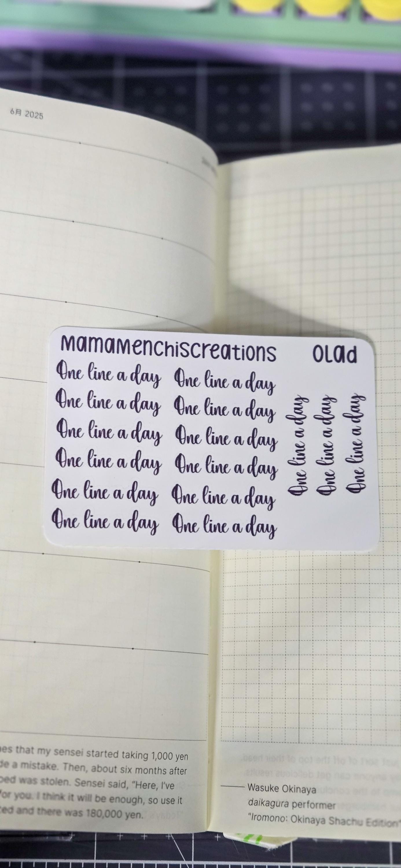 One Line A Day Bujo Journal Planner deco Sticker Sheet