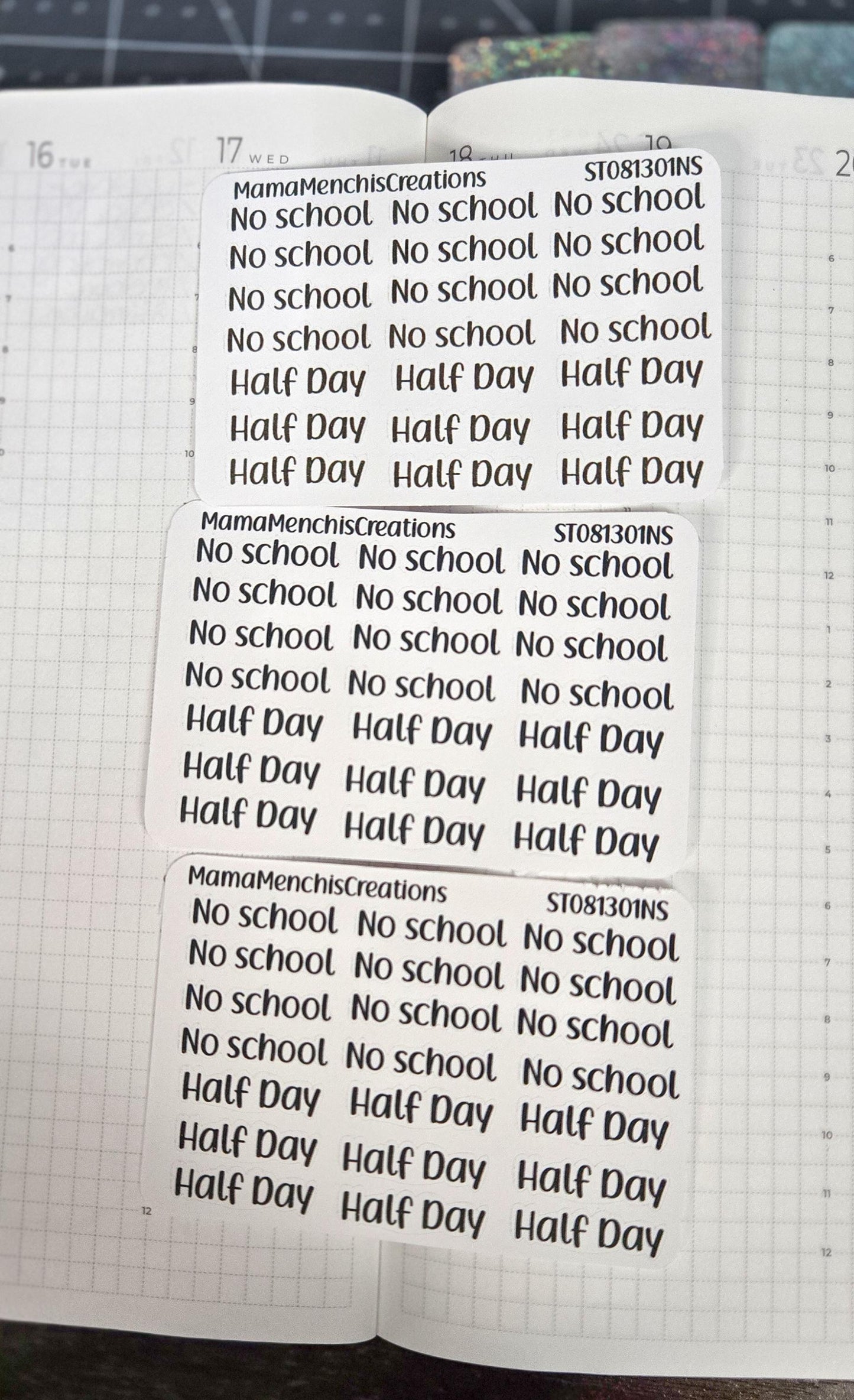 No School Half Day Bujo Journal Planner deco Sticker Sheet