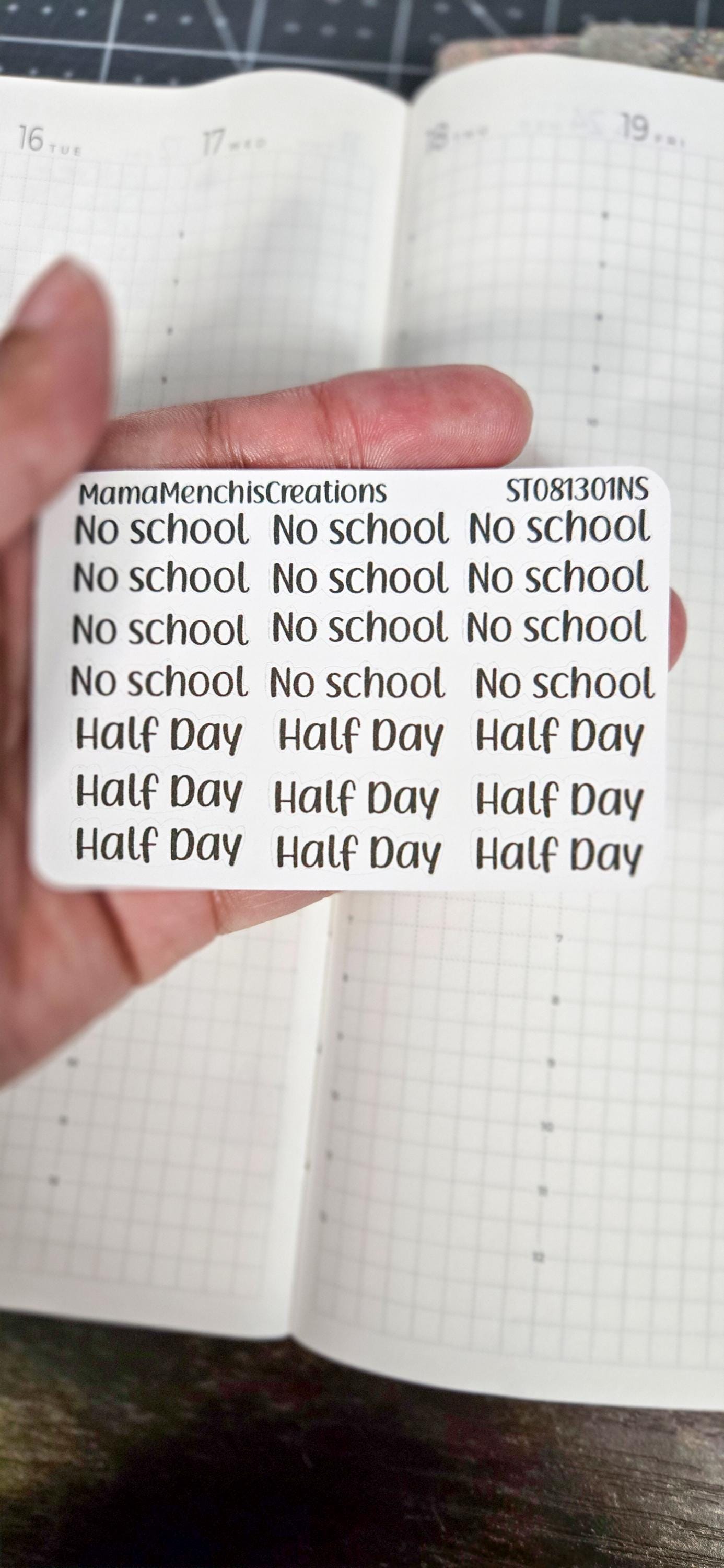 No School Half Day Bujo Journal Planner deco Sticker Sheet